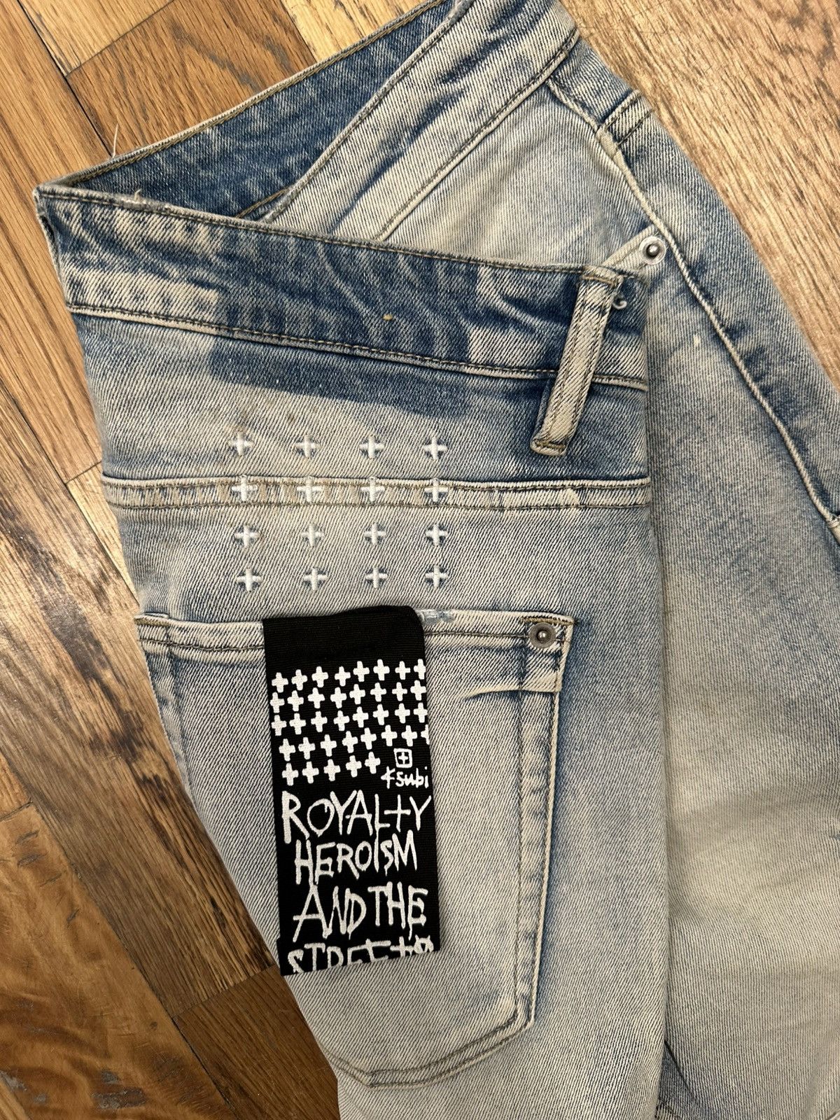 Ksubi Ksubi Knee Rip Patched Light Blue Denim Jeans Size 31 Size US 31 - 4 Thumbnail