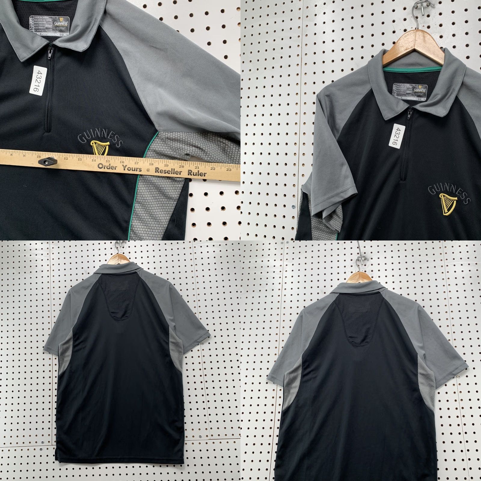 Vintage Guinness Performance Polo Shirt Mens XL Black Gray Short Sleeve 1/4 Zip Beer Size US XL / EU 56 / 4 - 8 Thumbnail