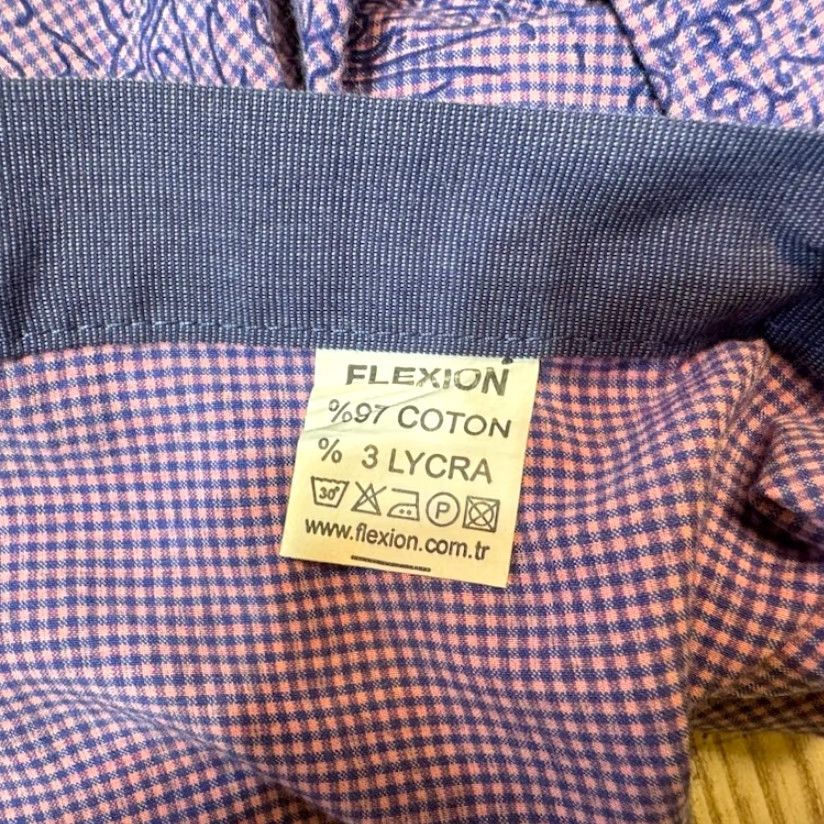 Vintage Flexion Shirt Mens XL Long Sleeve Button Up Purple Geometric Design 7496 Size US XL / EU 56 / 4 - 7 Thumbnail