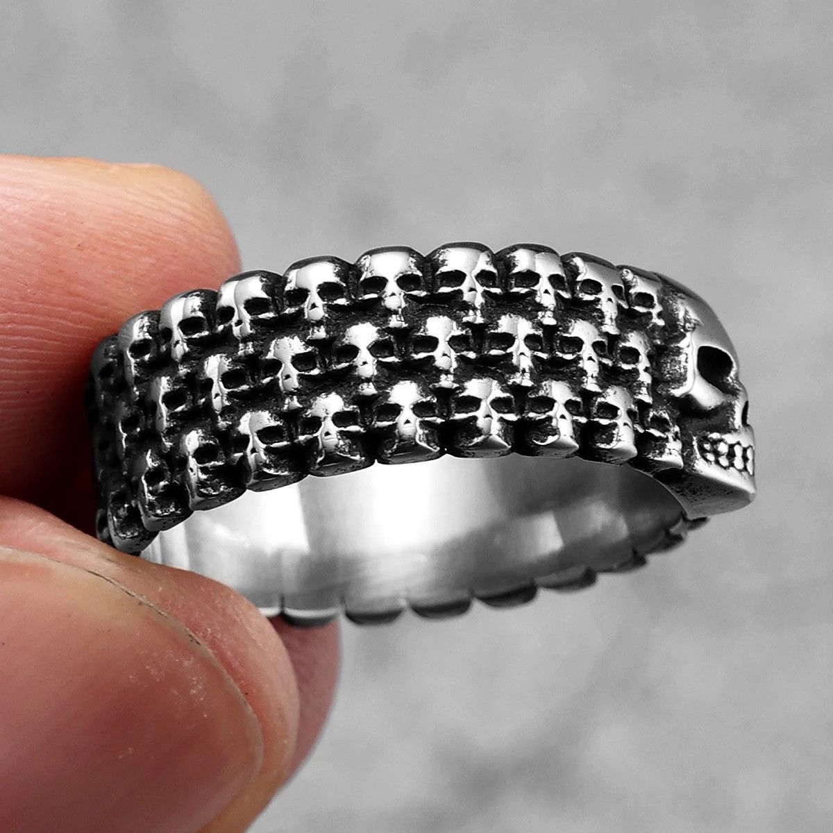 Vintage Skull Unique Men Ring Size ONE SIZE - 3 Thumbnail