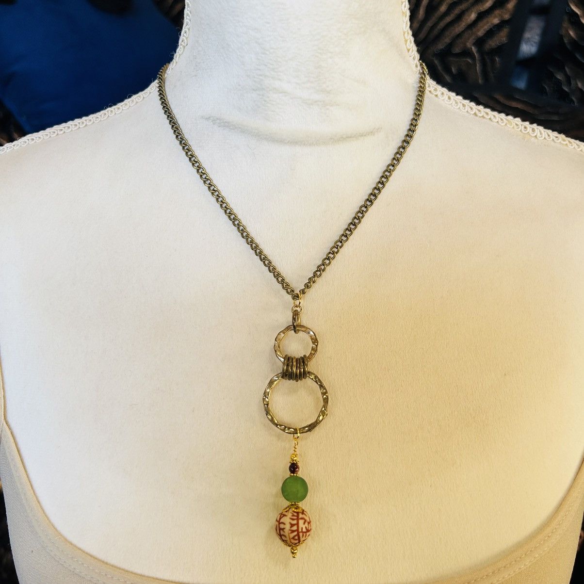 Handmade Handcrafted salvaged brass beaded accent necklace Size ONE SIZE - 4 Thumbnail
