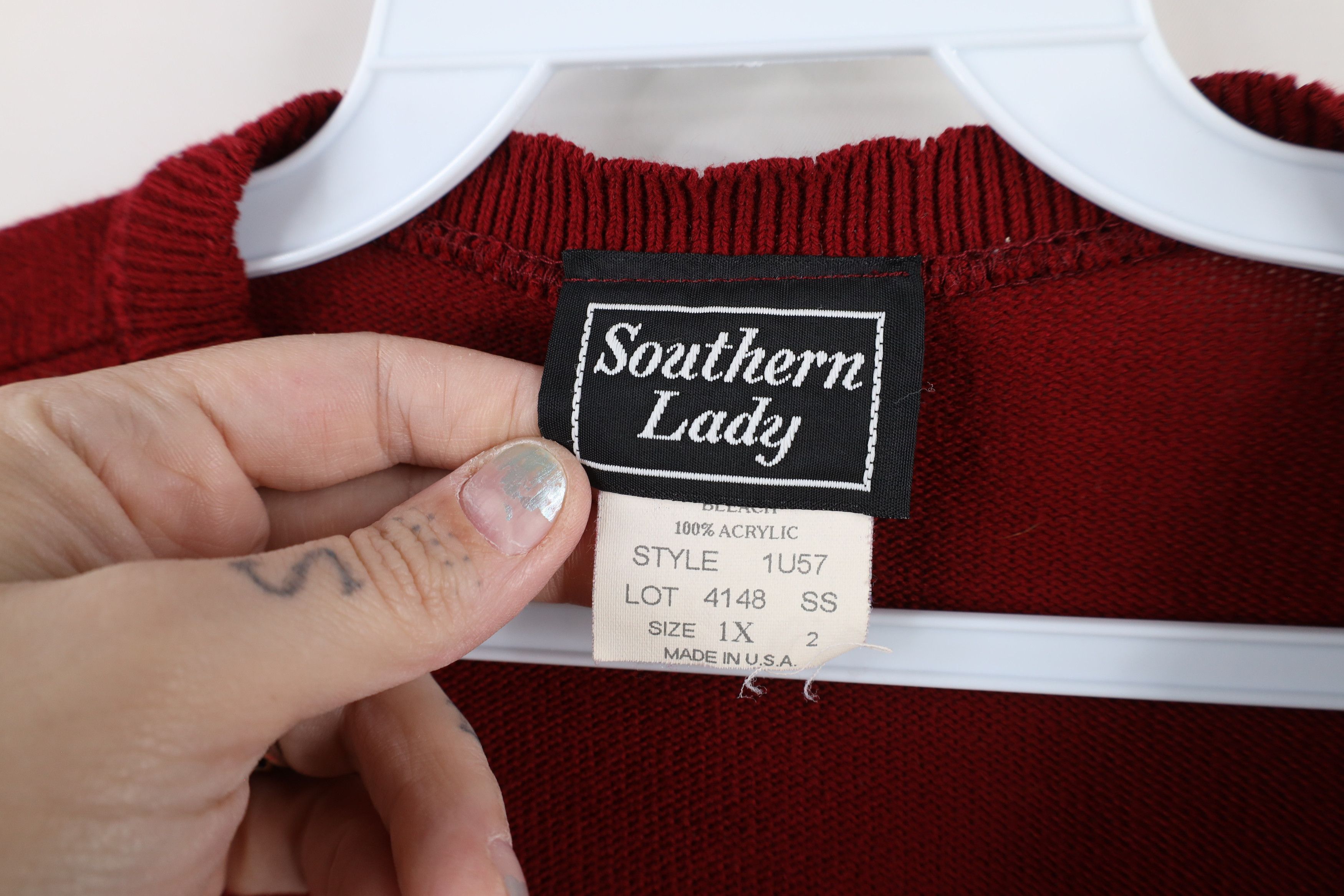 Vintage Vintage 90s Streetwear Flower Cardigan Sweater Red USA Size XL / US 12-14 / IT 48-50 - 7 Thumbnail