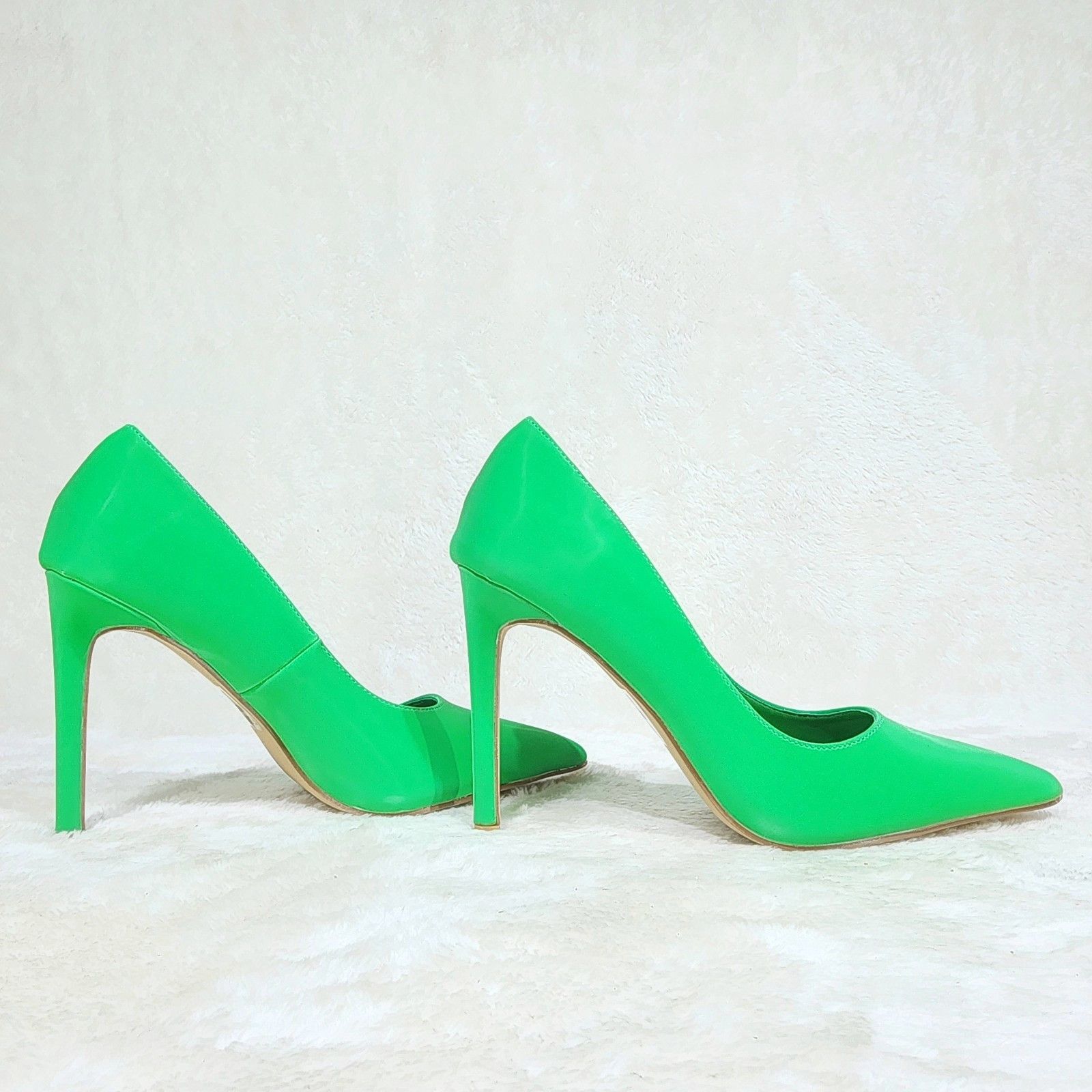 Other Bright Green High Heel Stiletto Pumps Evening Party Shoes Size US 8 / IT 38 - 1 Thumbnail