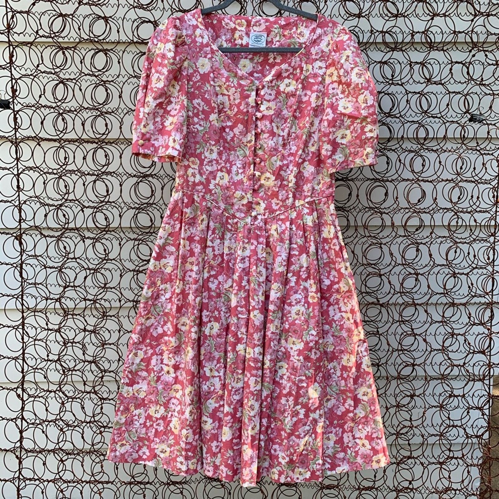 image of Vintage 90's Laura Ashley Floral Cottagecore Dress Size 14 in Pink, Women's