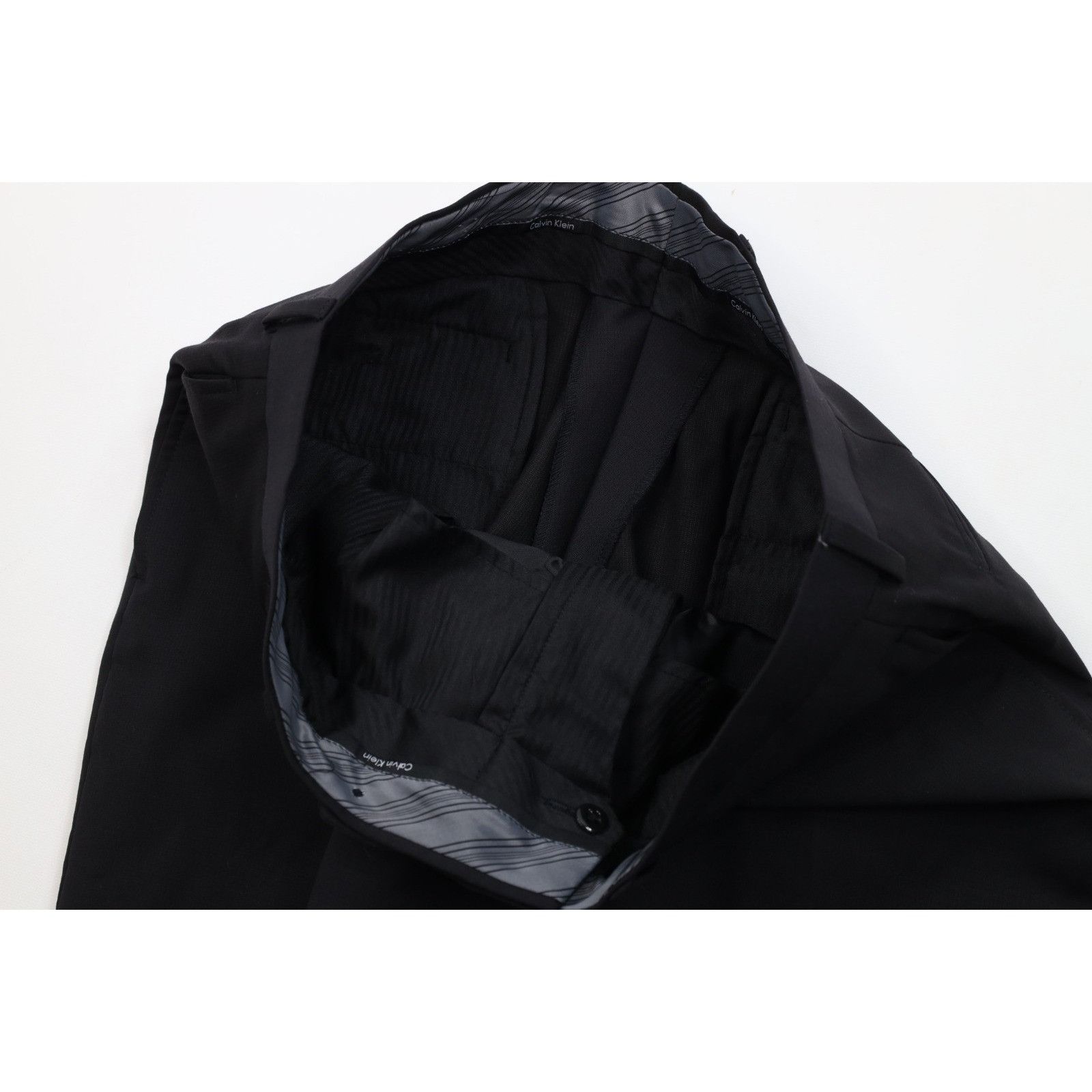 Calvin Klein Calvin Klein 2 Piece Wool Wedding Suit Black Size 40R - 13 Thumbnail