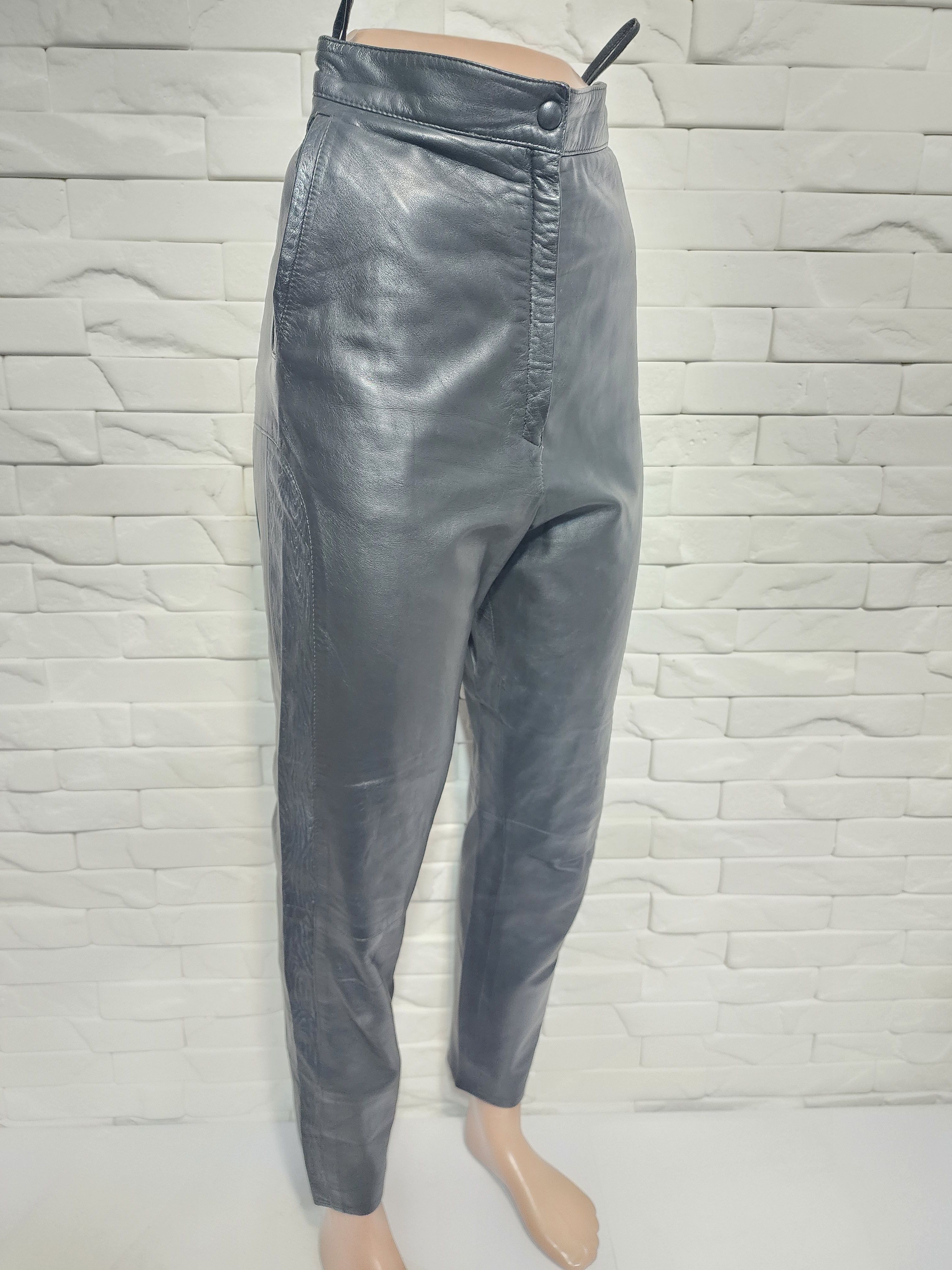 Other Gray Leather Pants: Women's Genuine Trousers Size 25" / US 0 / IT 36 - 3 Thumbnail