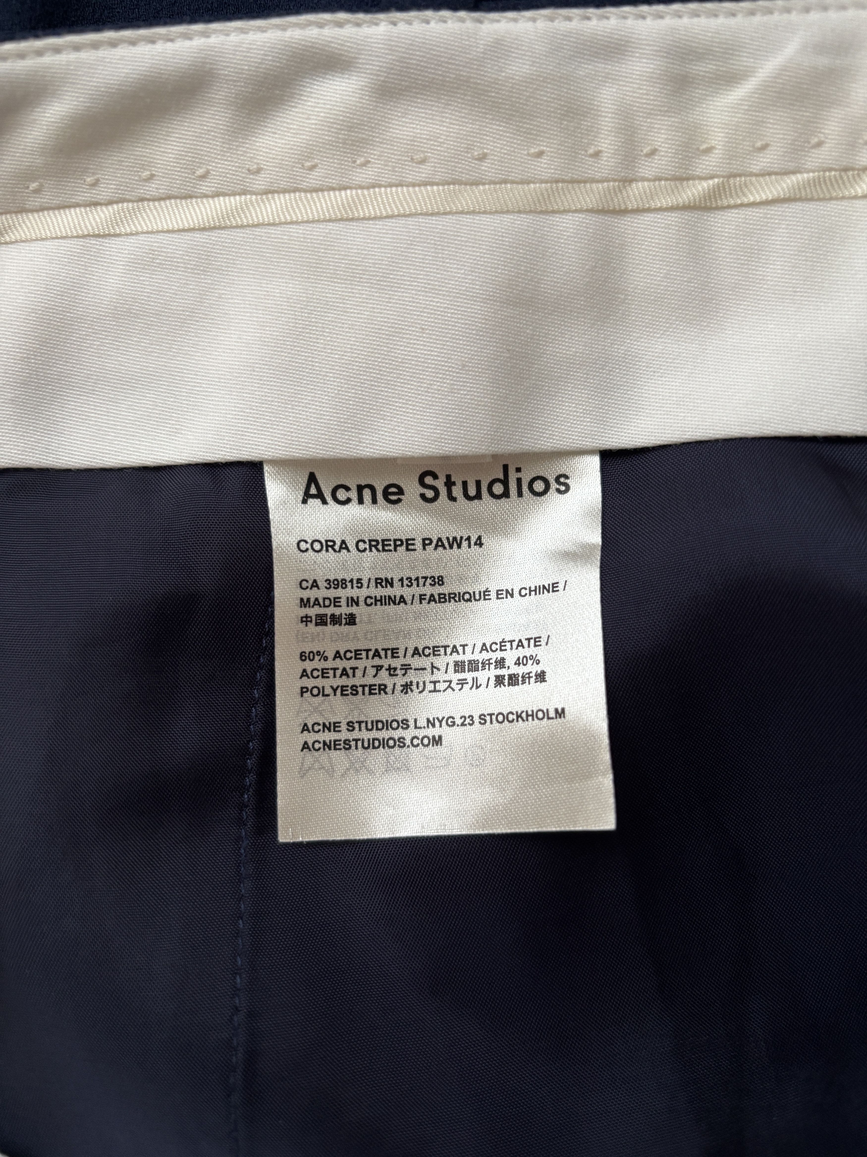 Acne Studios ⚡️QUICK SALE⚡️Acne Studios Navy Crepe Pants Trousers Size 27" / US 4 / IT 40 - 4 Thumbnail