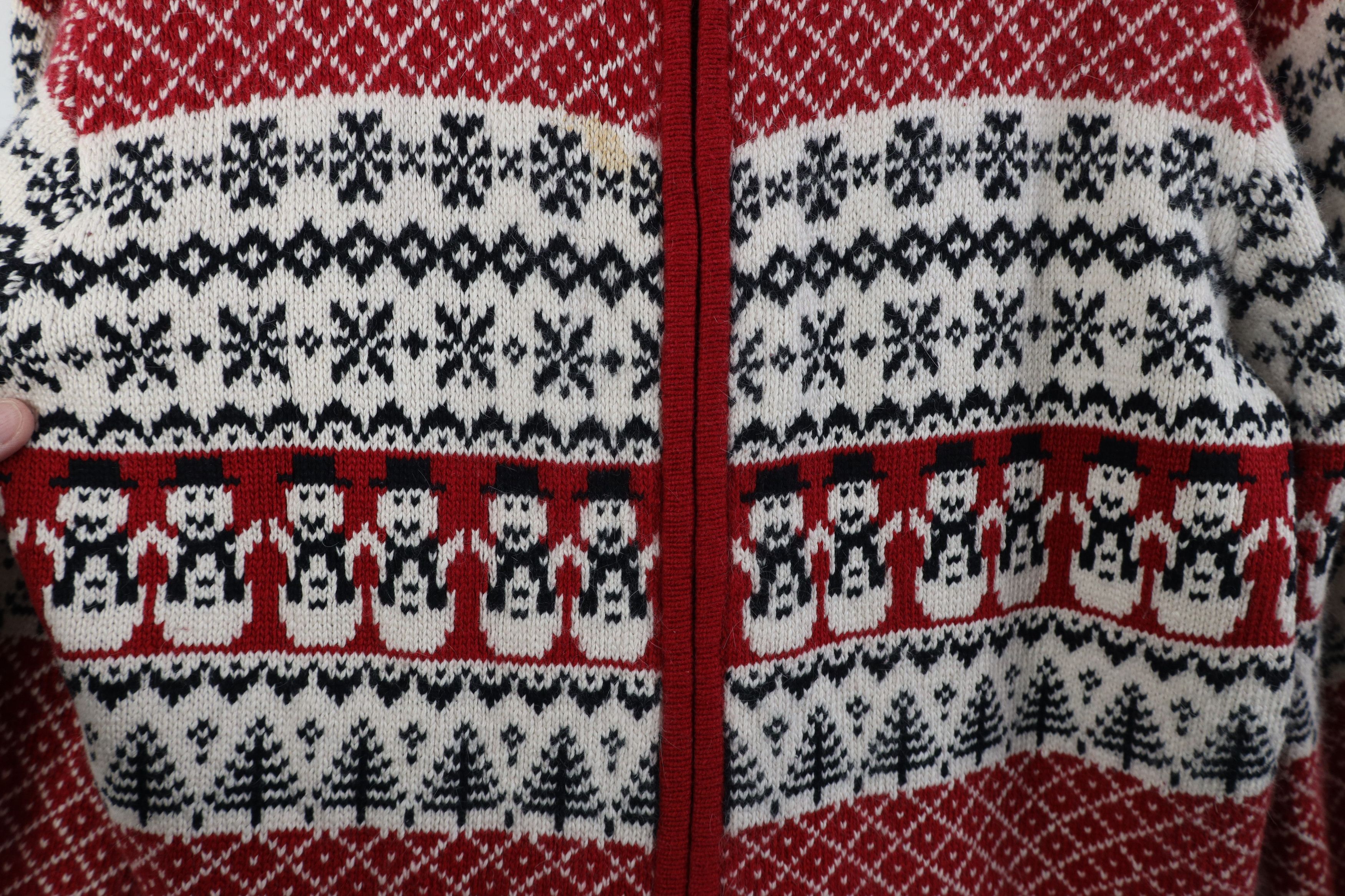 Vintage Vintage 90s Christmas Snowman Fair Isle Cardigan Sweater Size L / US 10 / IT 46 - 5 Thumbnail