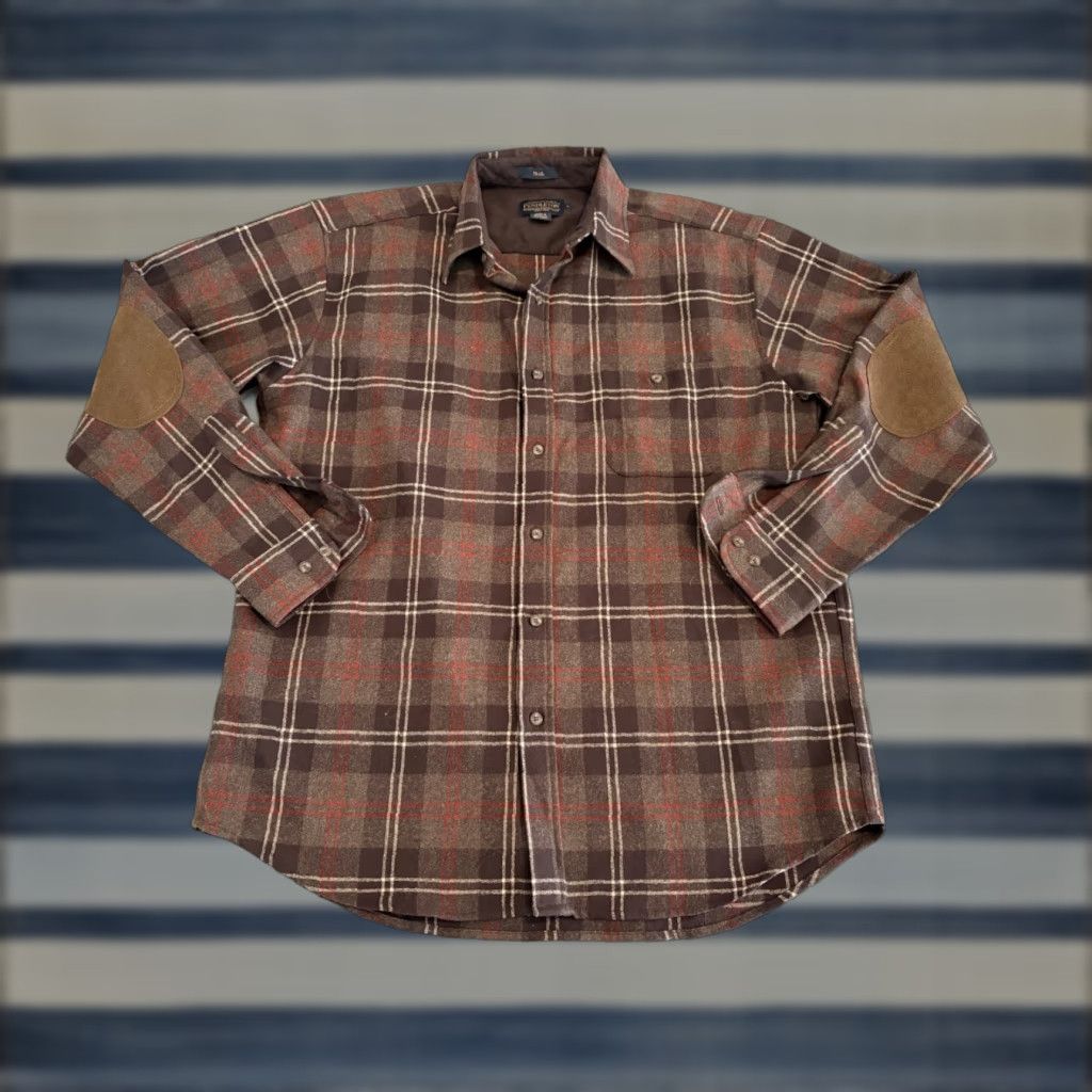 Pendleton Pendleton Shirt Long Sleeve Wool Plaid Button Brown Large Mens Size US L / EU 52-54 / 3 - 1 Thumbnail