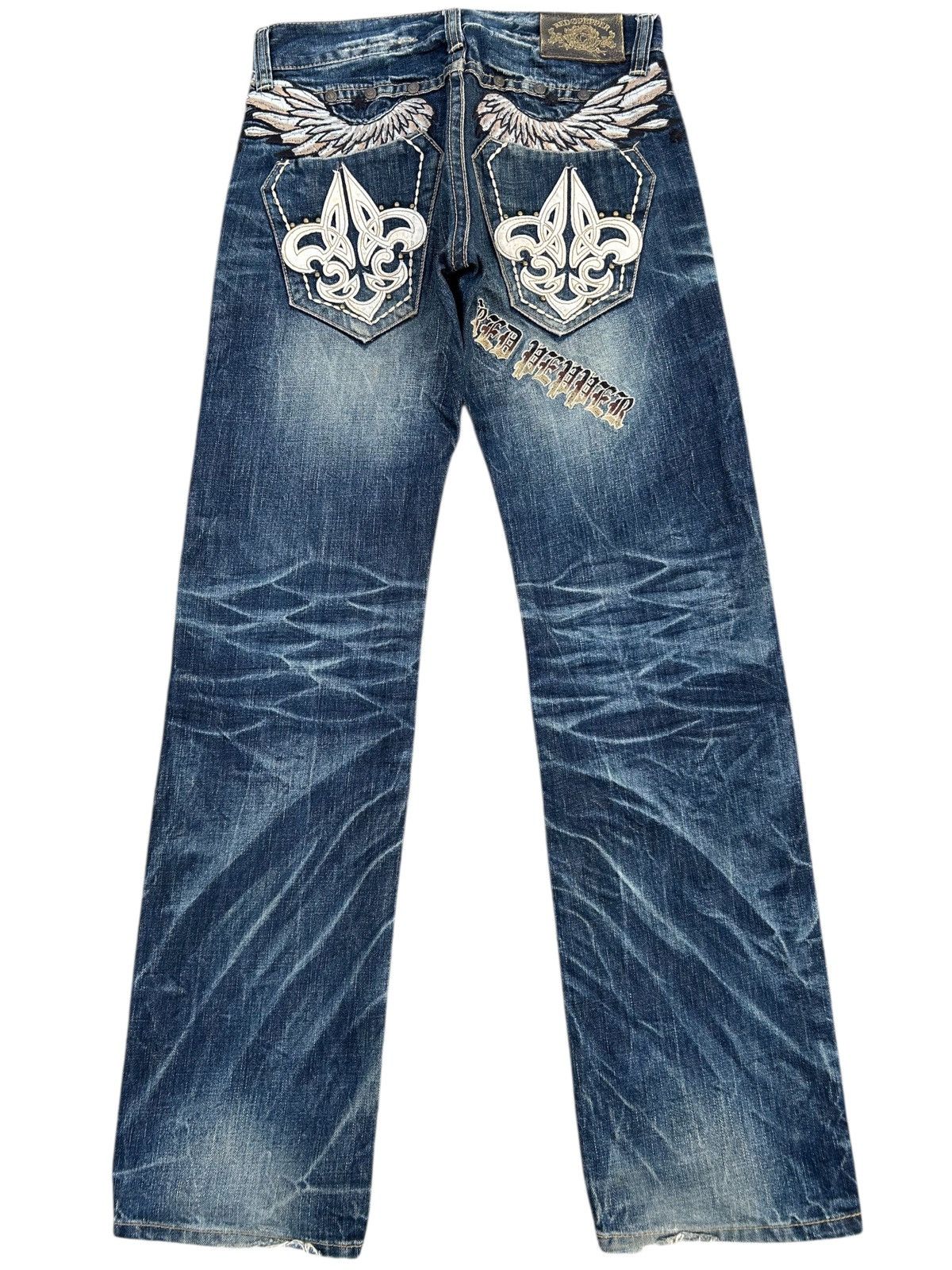 If Six Was Nine Red Pepper Japan Punk Distressed Denim Jeans Size US 31 - 1 Thumbnail