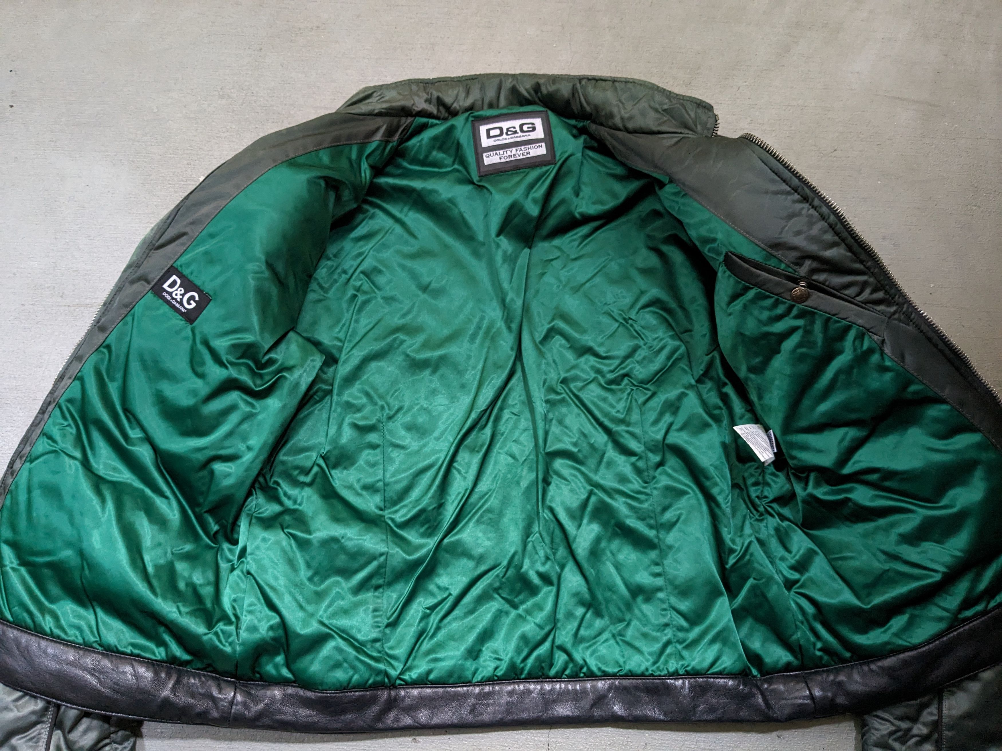 Dolce & Gabbana Dolce & Gabbana Nylon Leather Jacket Hoody Green 52 Zip Up Size US L / EU 52-54 / 3 - 7 Thumbnail