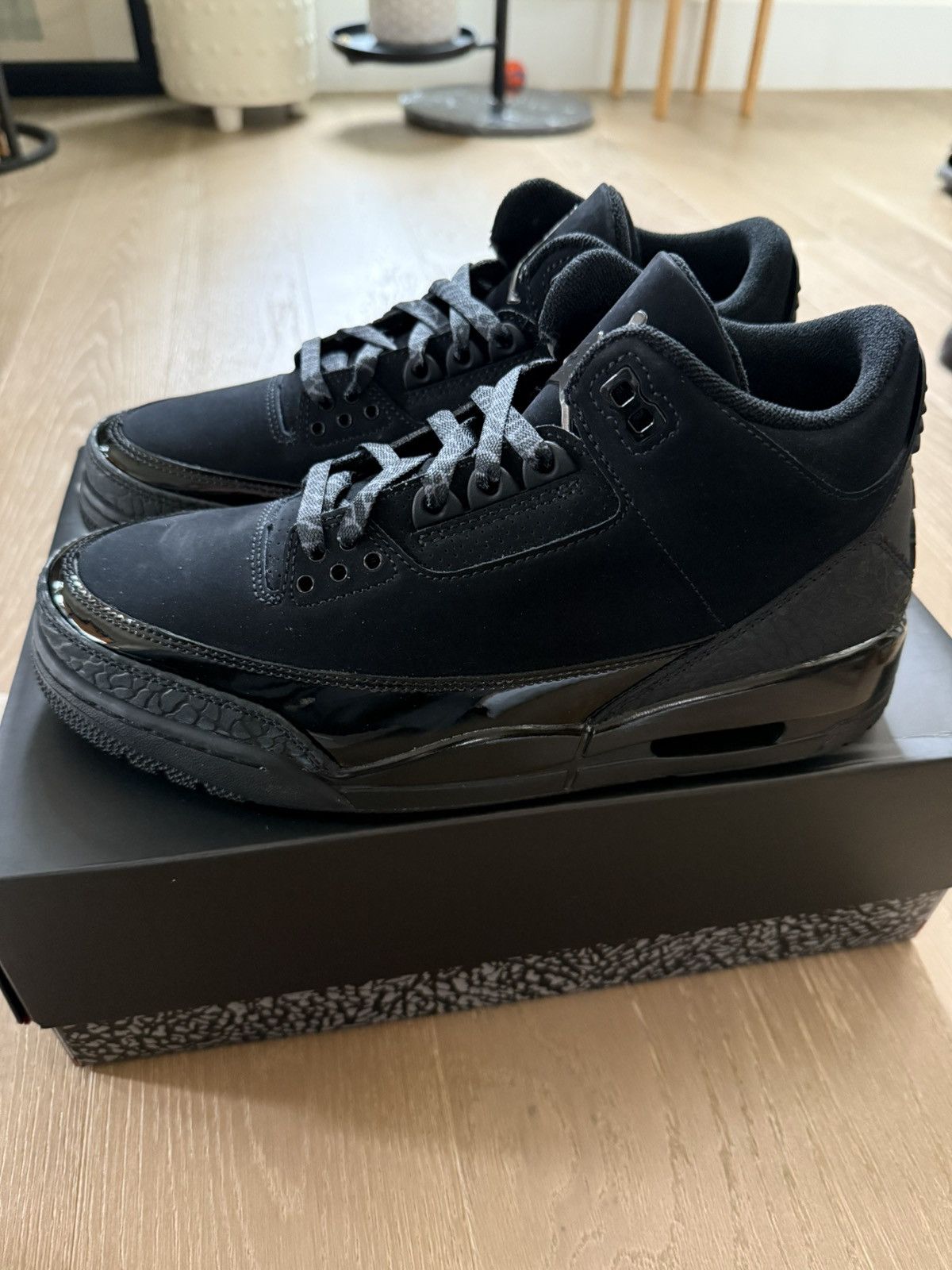 Jordan Brand Nike Jordan 3 Retro Black Cat 2025 Triple Black Size 8.5 Size US 8.5 / EU 41-42 - 2 Thumbnail