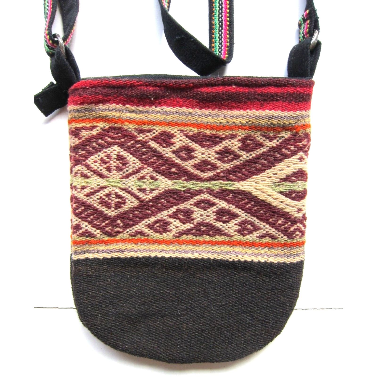 Vintage VINTAGE Godettes Peru Handmade Wool Brown Orange Zip Small Crossbody Purse Size ONE SIZE - 6 Thumbnail
