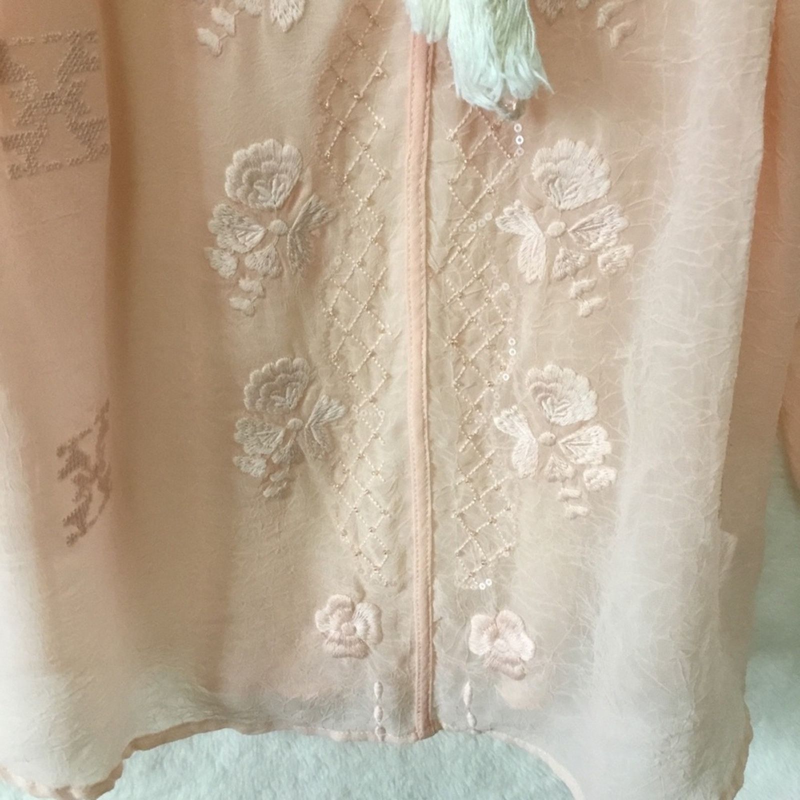 Other Under Skies Sheer Blush Flower Pattern Blouse Size S / US 4 / IT 40 - 5 Thumbnail
