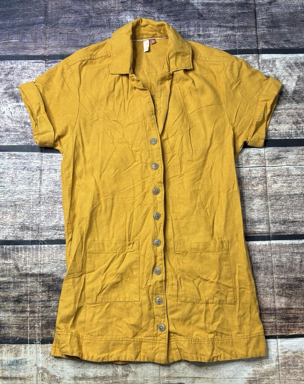Other Anthropologie Pilcro Mini Shirt Dress Linen Blend Yellow XXS Size XS / US 0-2 / IT 36-38 - 1 Thumbnail