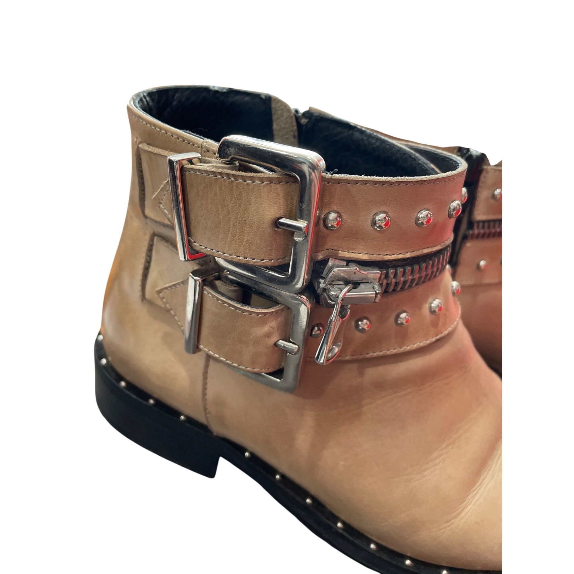 Other Charles David Chief womans Taupe Leather Studded Ankle Boots Size US 8.5 / IT 38.5 - 19 Thumbnail