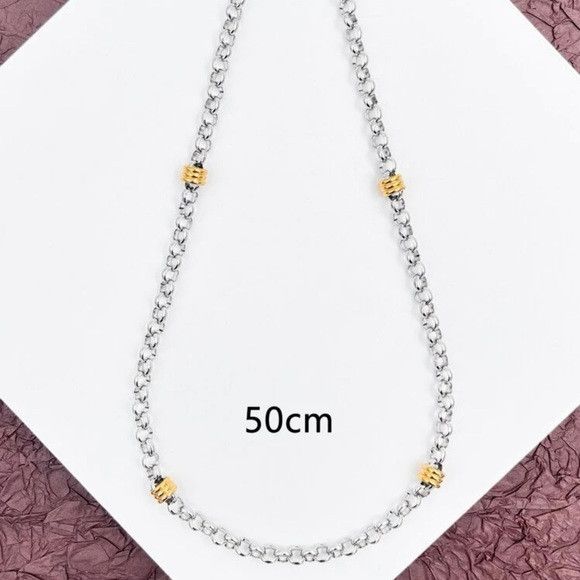 Other Two Tone Stainless Steel Chain Necklace #4 Size ONE SIZE - 4 Thumbnail