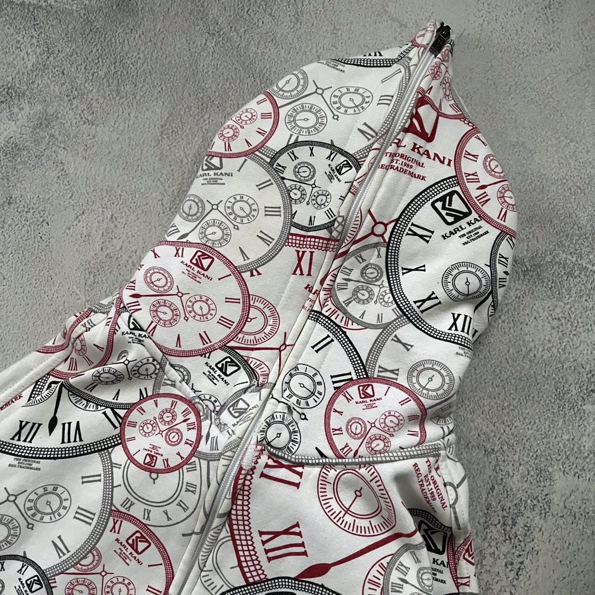 Japanese Brand × Karl Kani Vintage Karl Kani Printed Clock y2k zip hoodie Size US S / EU 44-46 / 1 - 5 Thumbnail