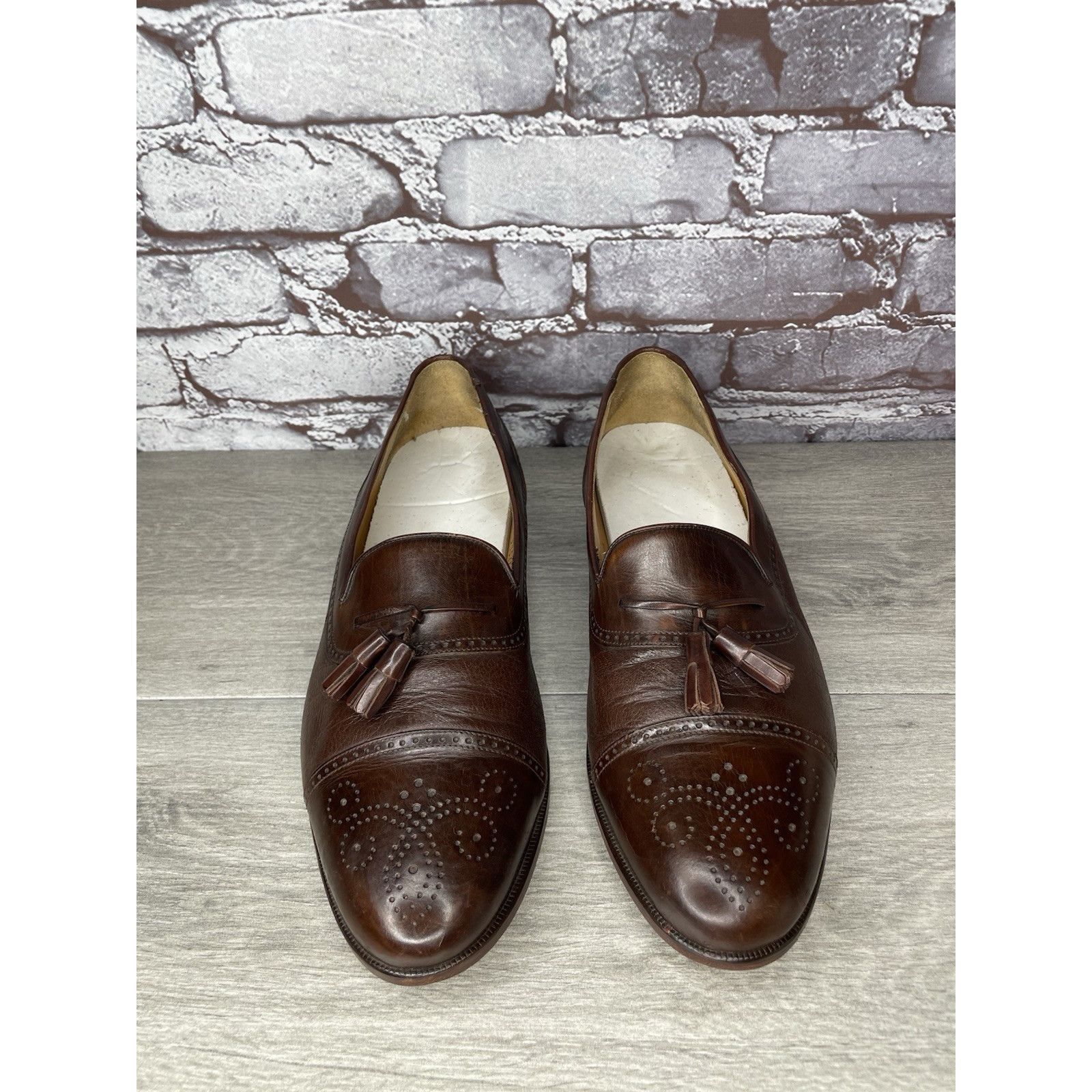 Mezlan Mezlan Havana Brown Leather WingTip Cap Toe Loafers Dress Sh Size US 11 / EU 44 - 14 Thumbnail