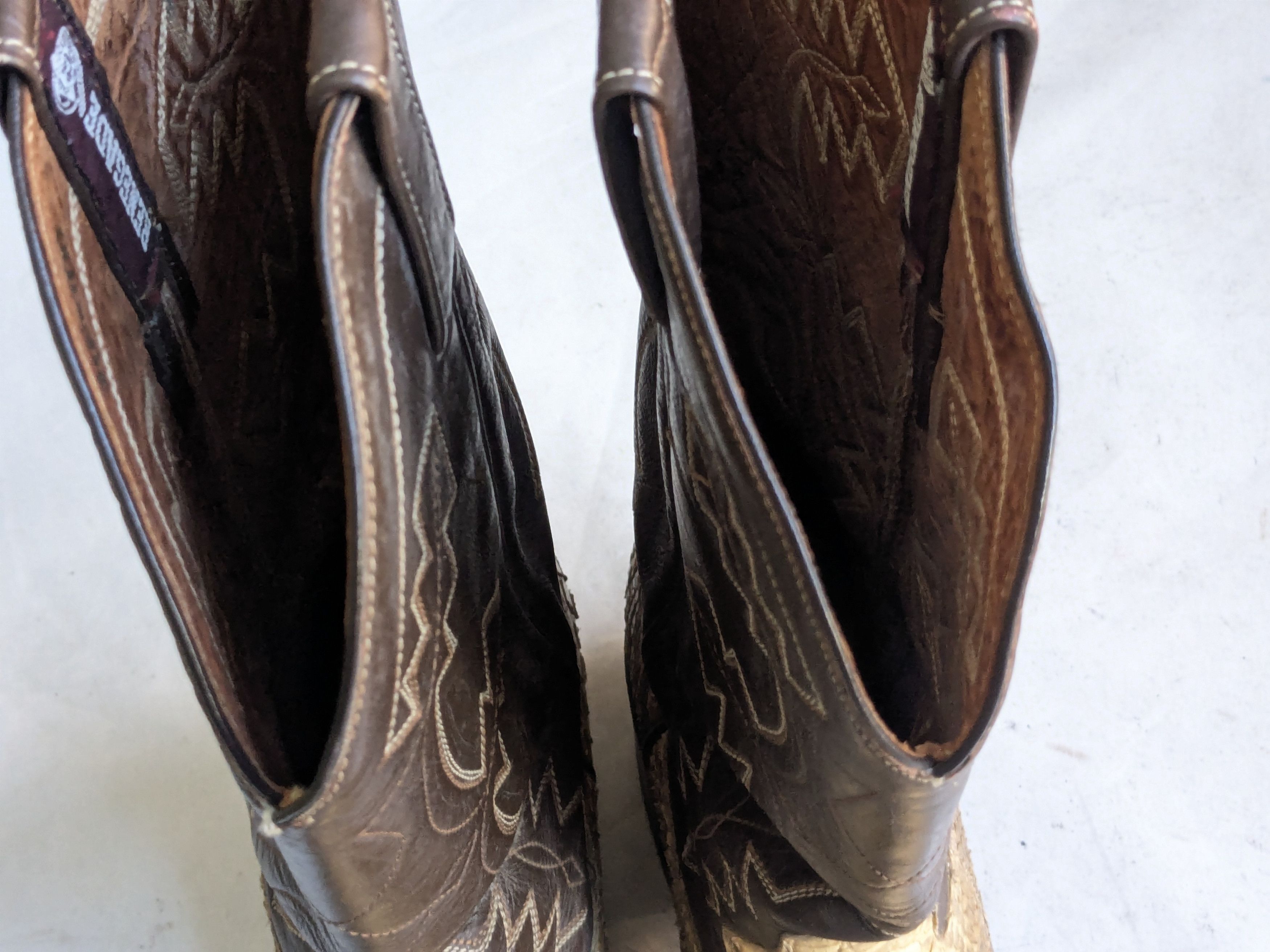 Vintage Renegade Cowboy Boots Python Brown Leather Botas USA 12 Size US 12 / EU 45 - 5 Thumbnail