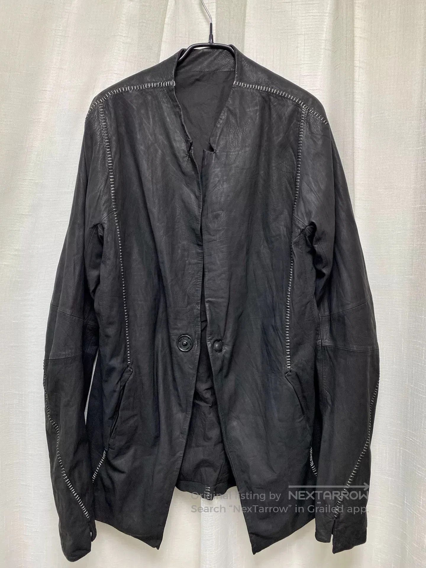 Other Dark Distressed Sheepskin Overlock Stitch Jacket. Size US M / EU 48-50 / 2 - 5 Thumbnail