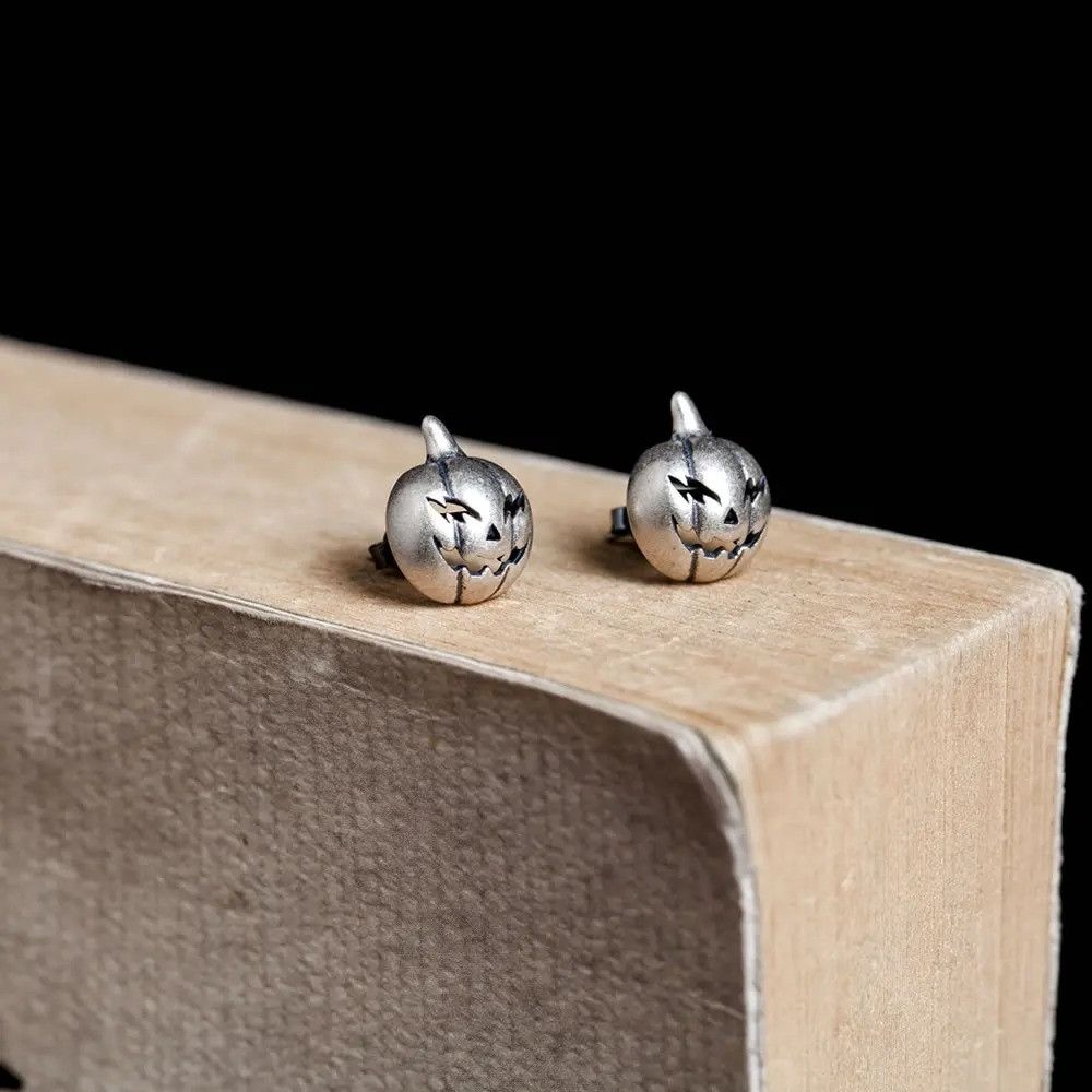 Jewelry Halloween Pumpkin Stud Earrings 925 Sterling Silver Ear Gift Size ONE SIZE - 5 Thumbnail