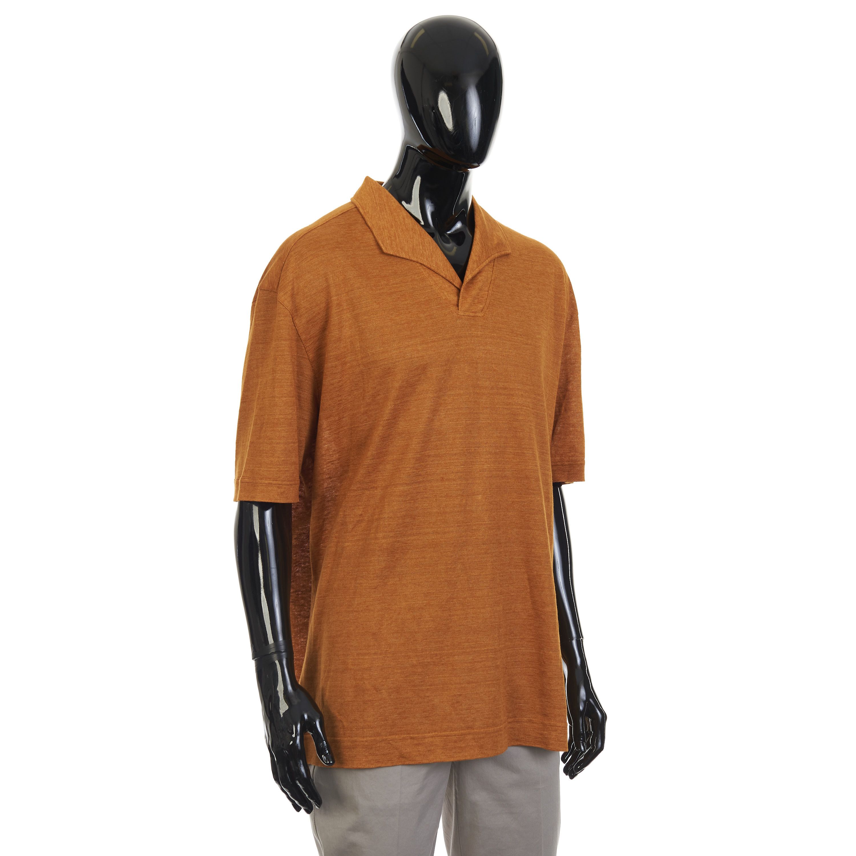 Ermenegildo Zegna Ochre Oasi Lino Open Polo Shirt Size 60 Size US XXL / EU 58 / 5 - 8 Thumbnail