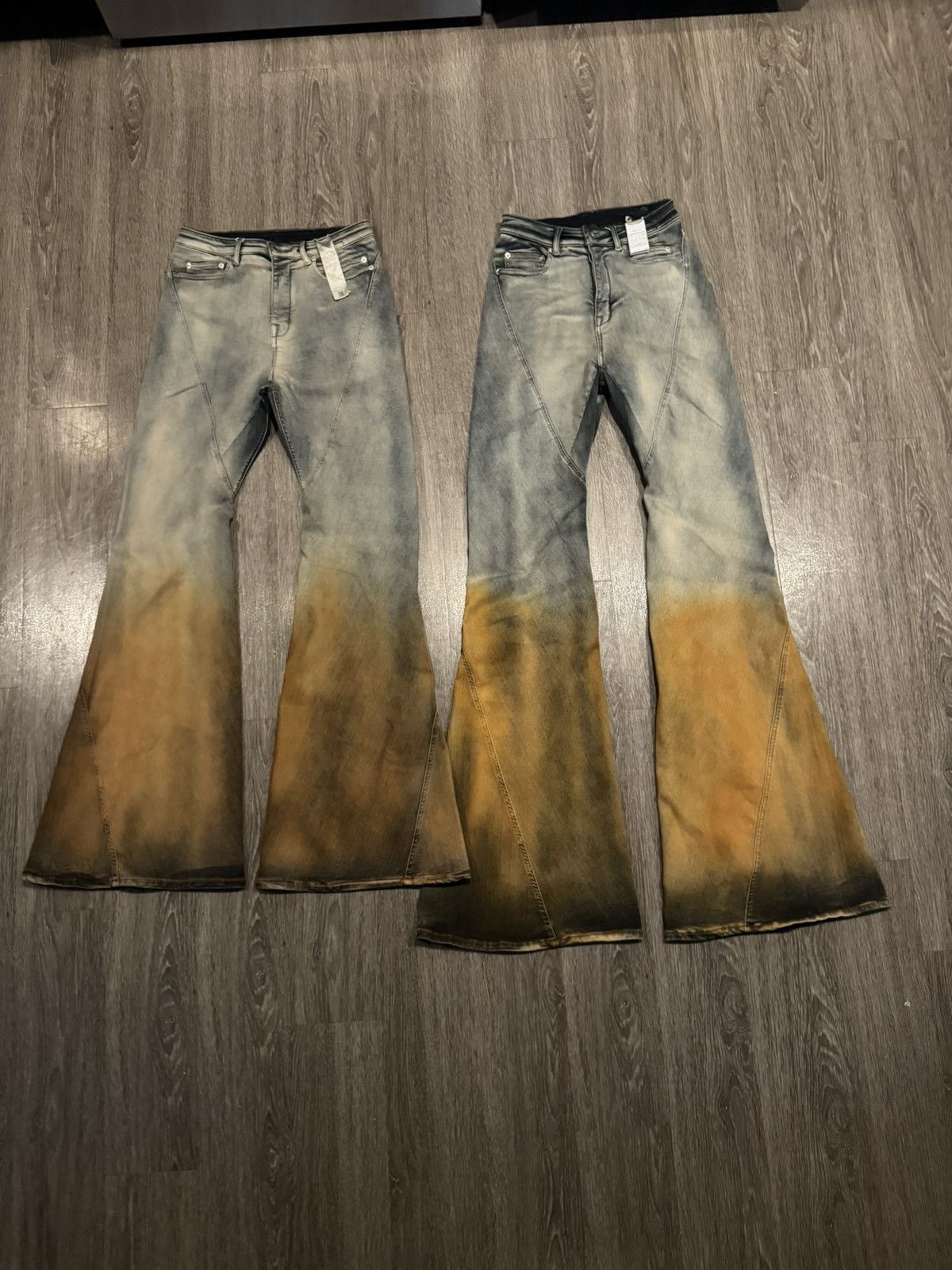 Rick Owens Rick Owens SAMPLE Sky Orange Degrade Bias Bootcut Jeans 31 Size US 31 - 3 Thumbnail
