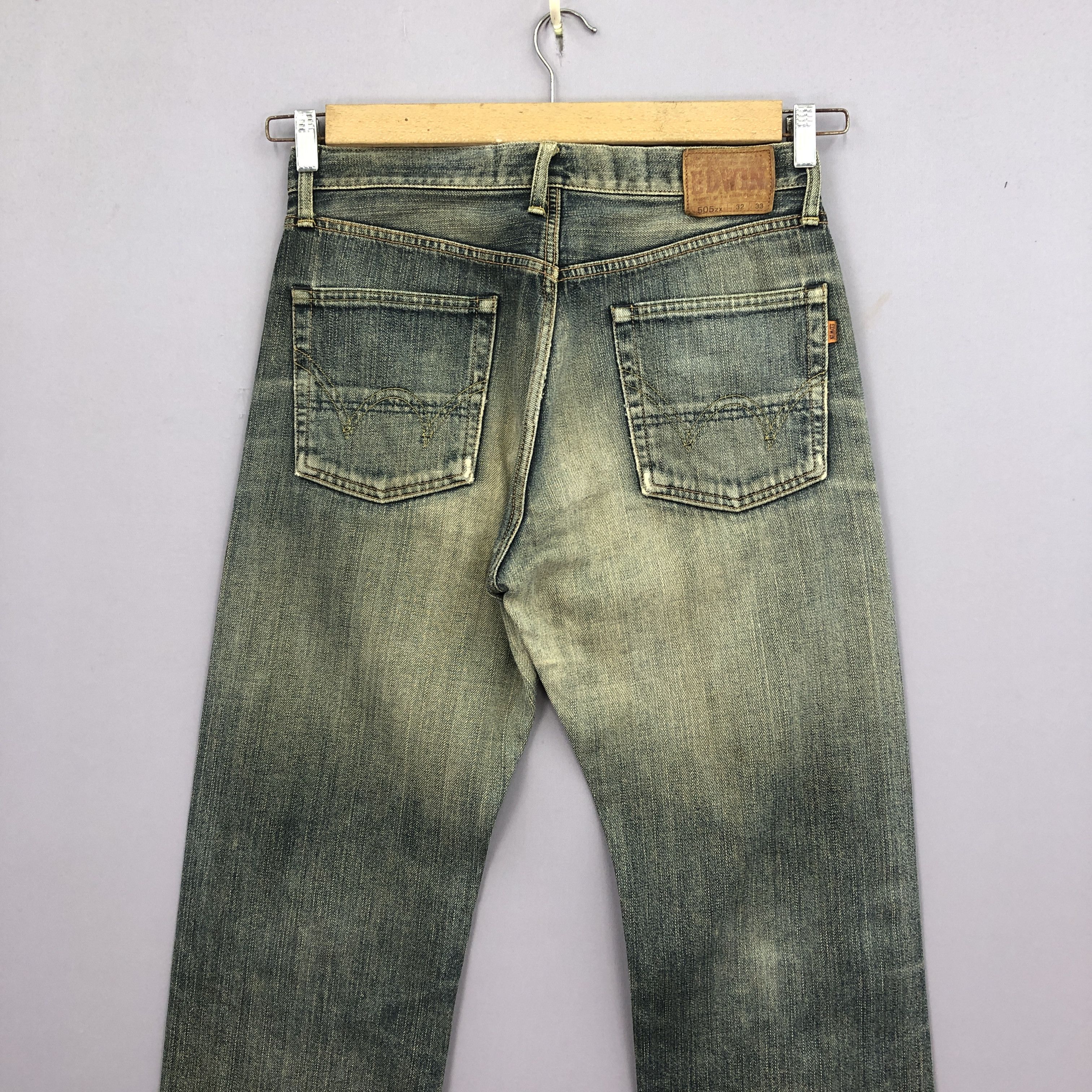 Japanese Brand Vintage 90s Edwin 505zx Selvedge Jeans Mudwash Redline Denim Size US 32 / EU 48 - 4 Thumbnail