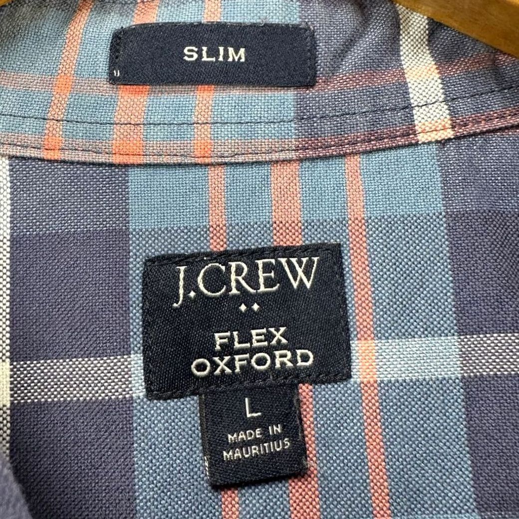 Vintage J Crew Flex Oxford Button Down Shirt Men Large Blue Plaid Slim Fit Pocket Casual Size US L / EU 52-54 / 3 - 4 Thumbnail