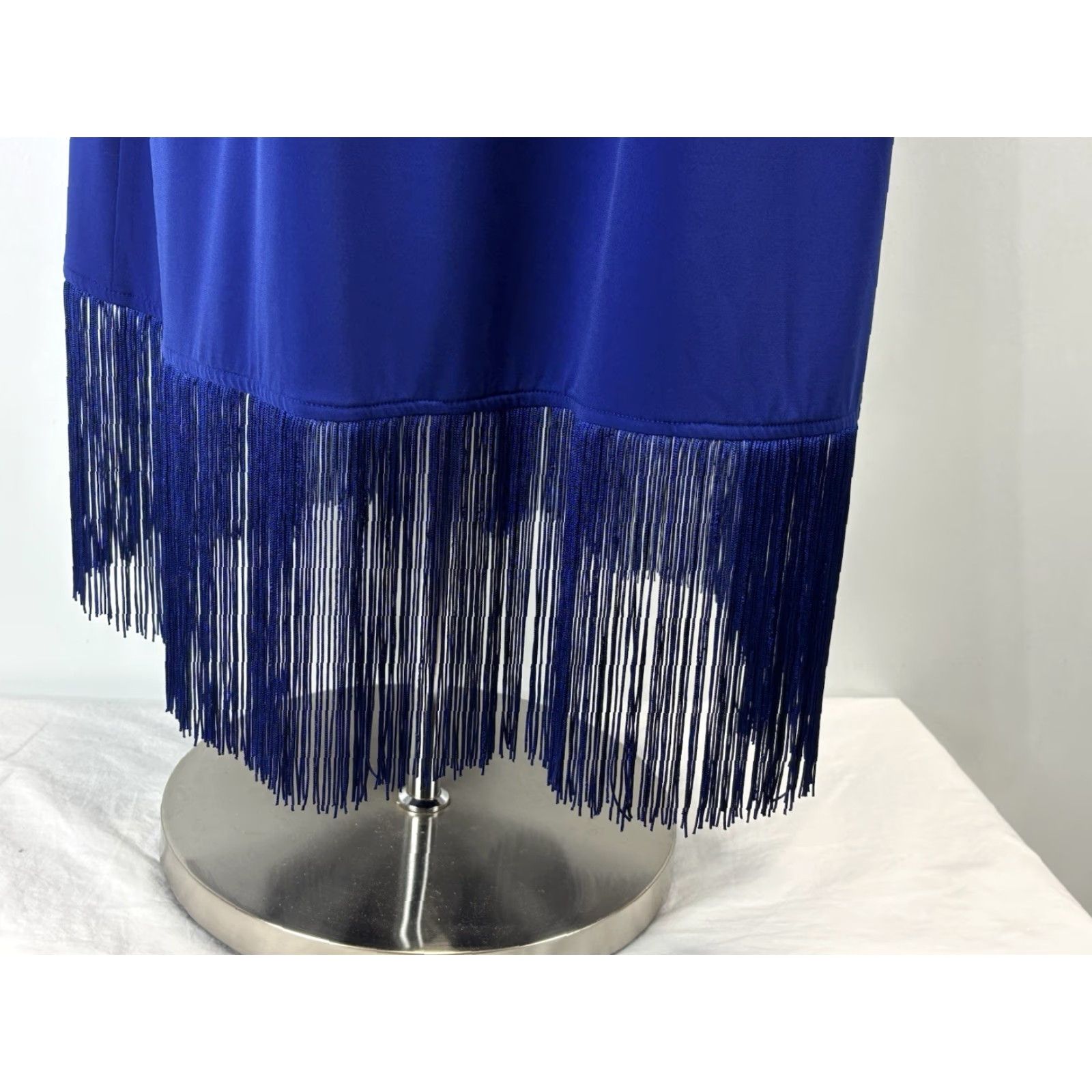 Vintage NEW Chico's Fringed Hem Midi Dress XXL Royal Blue Sleeveless Shift Women’s Size XXL / US 16-18 / IT 52-54 - 6 Thumbnail