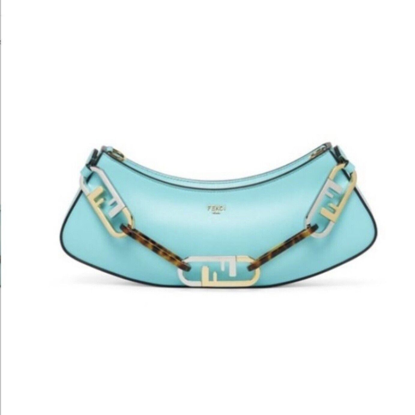 Fendi FENDI TIFFANY BLUE O’LOCK BAGUETTE LEATHER HOBO HANDBAG W BA Size ONE SIZE - 2 Thumbnail