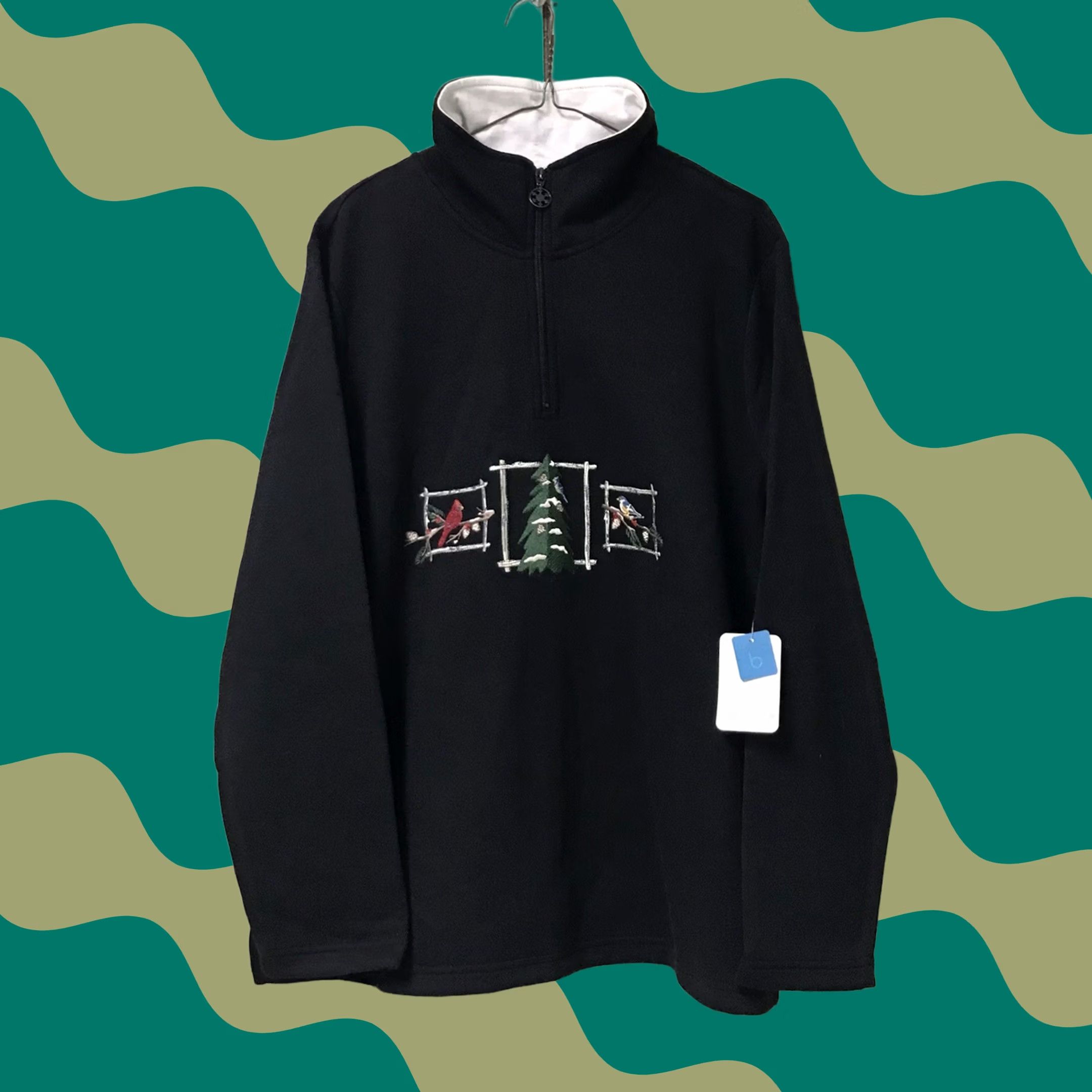 Vintage VINTAGE Breckenridge Women Sweatshirt Black Cardinal Box Embroidered Holiday 1/2 Zip 2XL Size XXL / US 16-18 / IT 52-54 - 1 Thumbnail