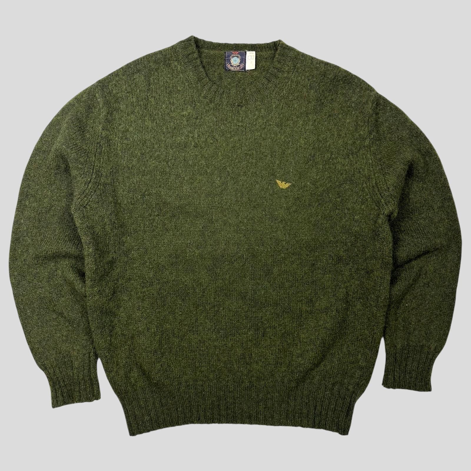 Armani Emporio Armani 80’s Moss Green Heather Wool Logo Jumper - M Size US M / EU 48-50 / 2 - 1 Thumbnail