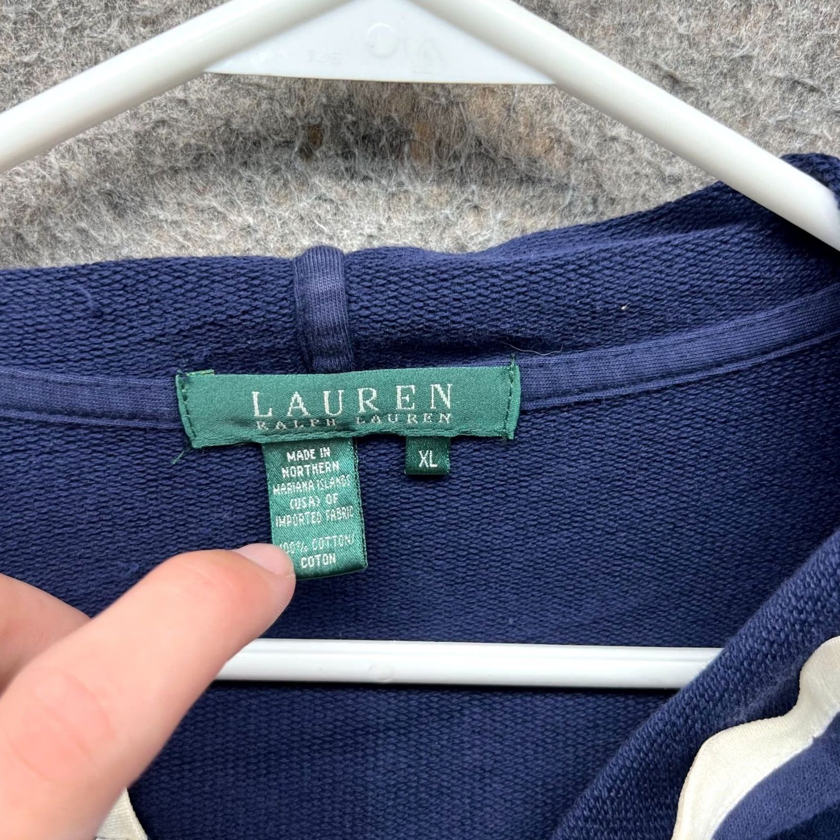 Ralph Lauren VINTAGE Lauren Ralph Hoodie Womens XL Blue Jacket Full Zip Utility Sweater LRL Size XL / US 12-14 / IT 48-50 - 3 Thumbnail