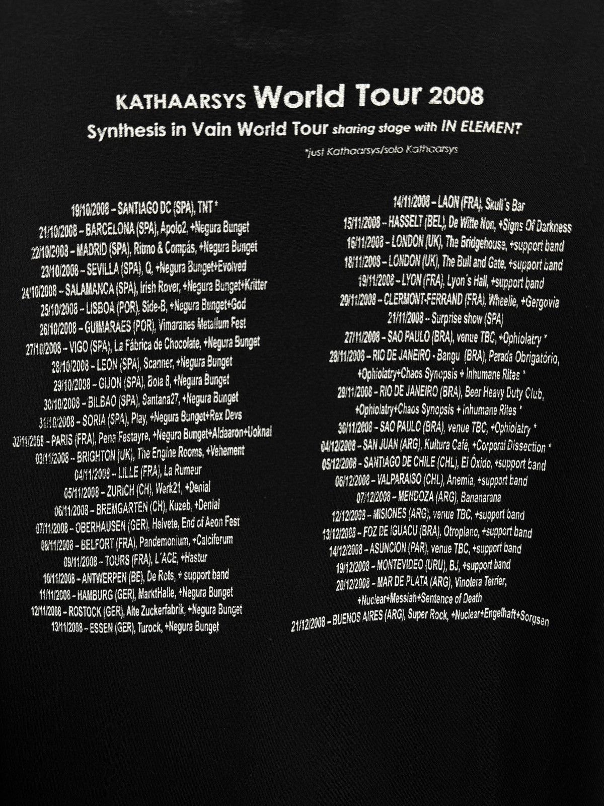 Band Tees Kathaarsys Verses in Vain World Tour 2008 band tee shirt Size US L / EU 52-54 / 3 - 9 Thumbnail