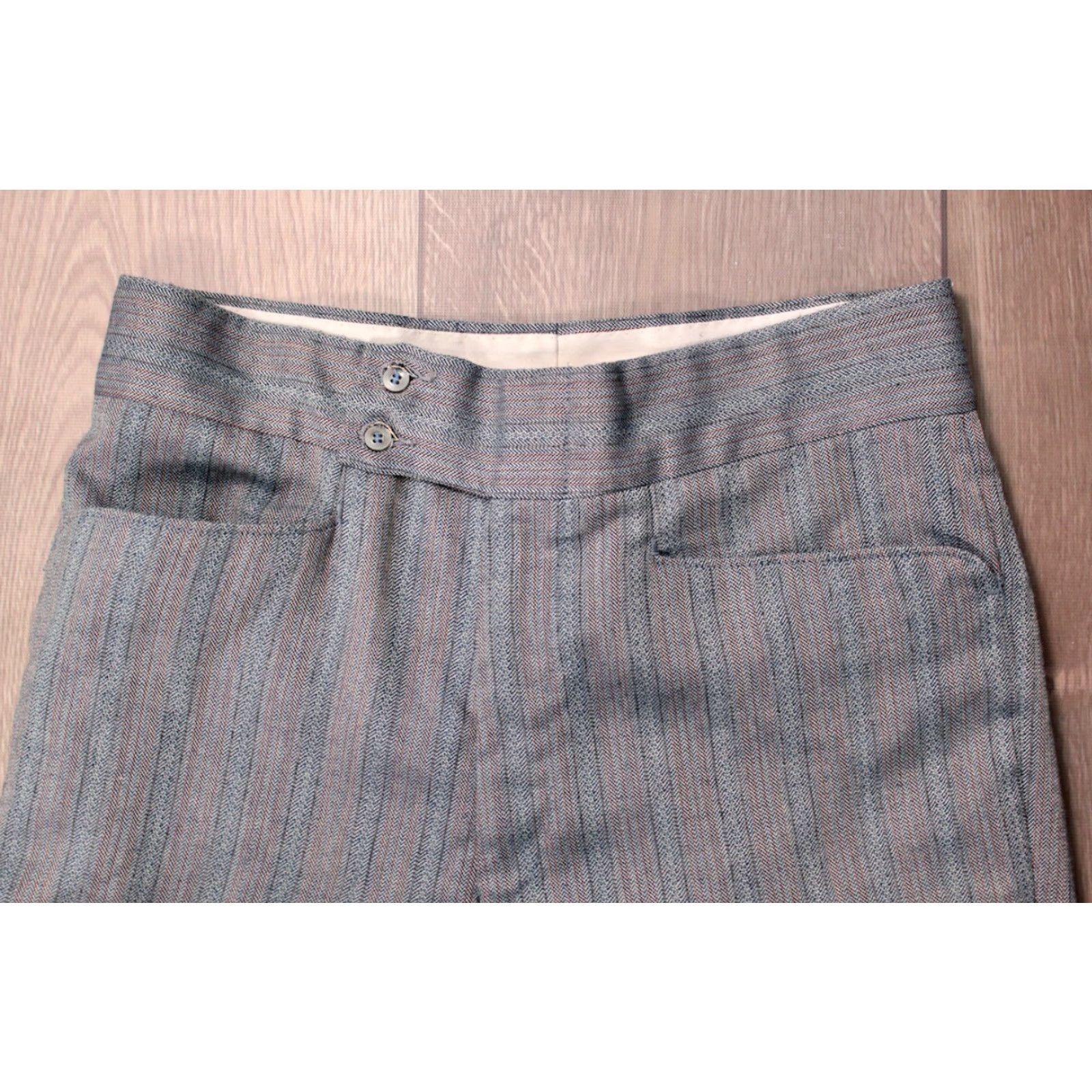 Levi's Levi's 1960s VTG Sta-Prest Grey Blue Striped Flare Pants Sz W32 Mens Size US 32 / EU 48 - 4 Thumbnail