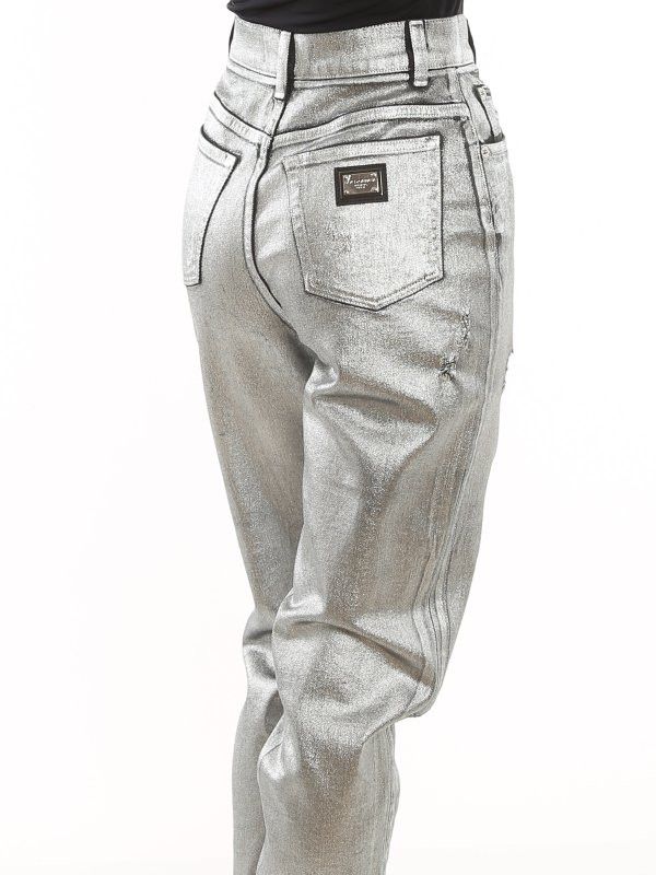 Dolce & Gabbana o1y0825 Denim Pant in Silver Size 27" / US 4 / IT 40 - 4 Thumbnail