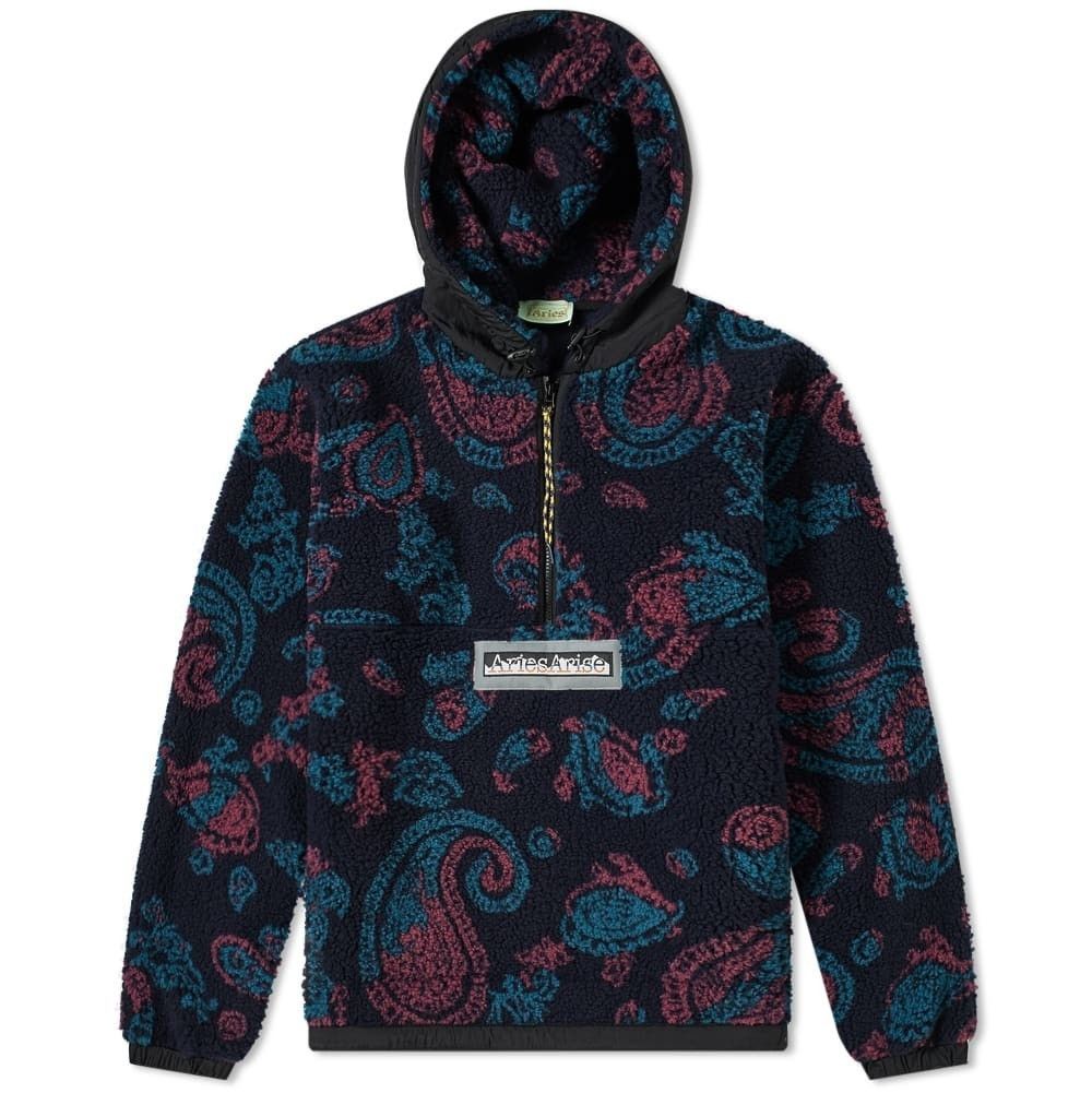 Aries Aries Navy Paisley Half-Zip Fleece Hoodie Size US M / EU 48-50 / 2 - 1 Thumbnail