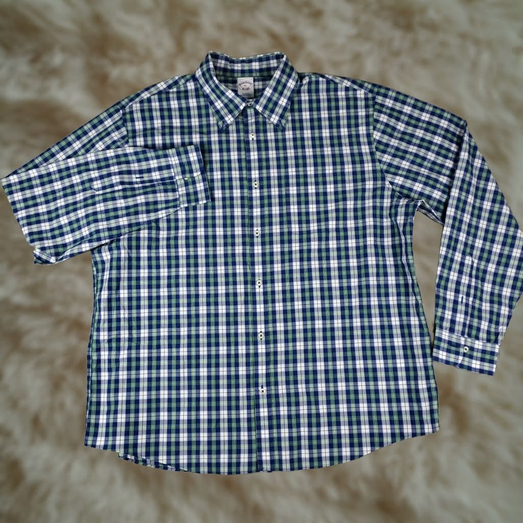 Brooks Brothers Brooks Brothers Shirt Mens XL Blue Green Plaid Button-Up Long Sleeve Casual Button-Down Collar Size US XL / EU 56 / 4 - 1 Thumbnail