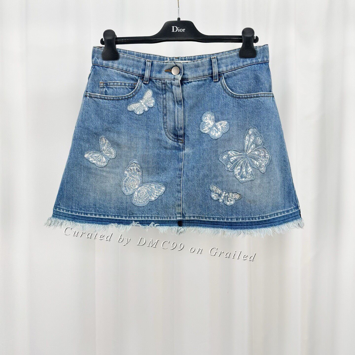 Valentino Valentino Butterfly Embroidery Denim Skirt Size 36" / US 14 / IT 50 - 1 Thumbnail