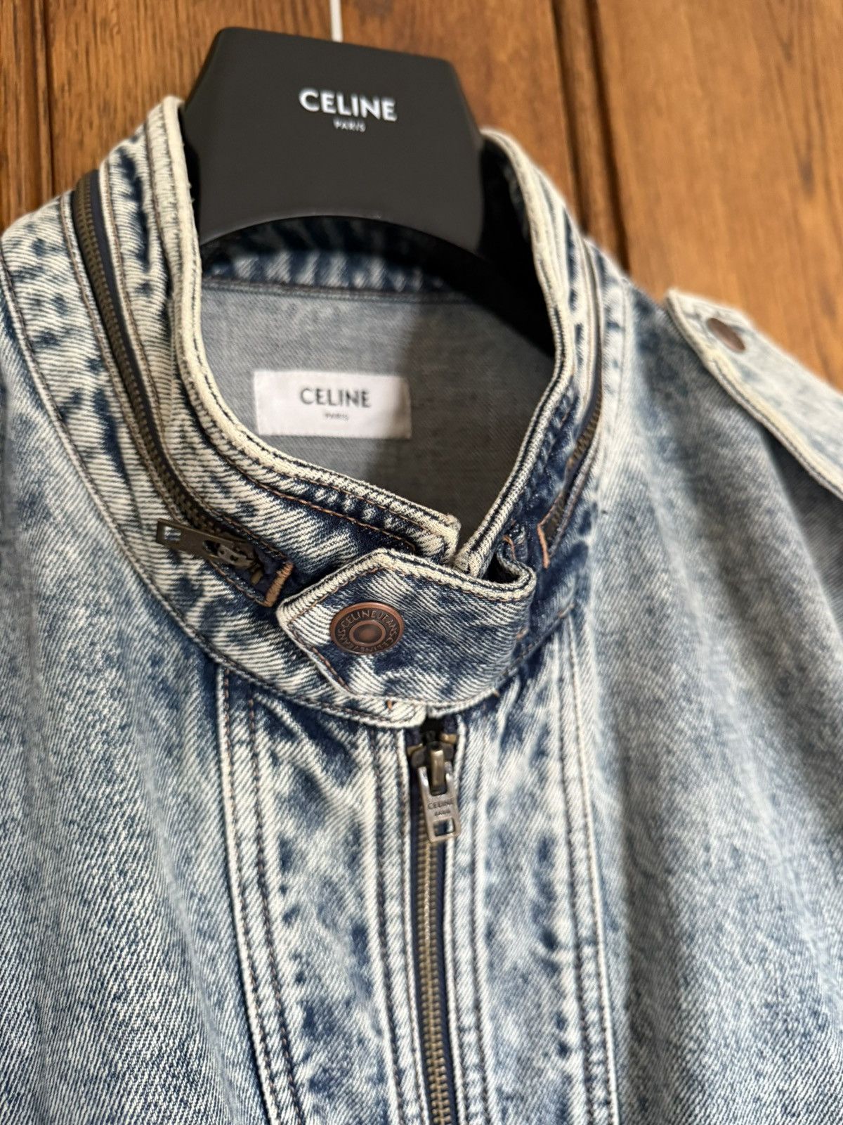Celine Celine SS22 sequin so happy zip denim jacket vest Hedi rare Size US XL / EU 56 / 4 - 17 Thumbnail