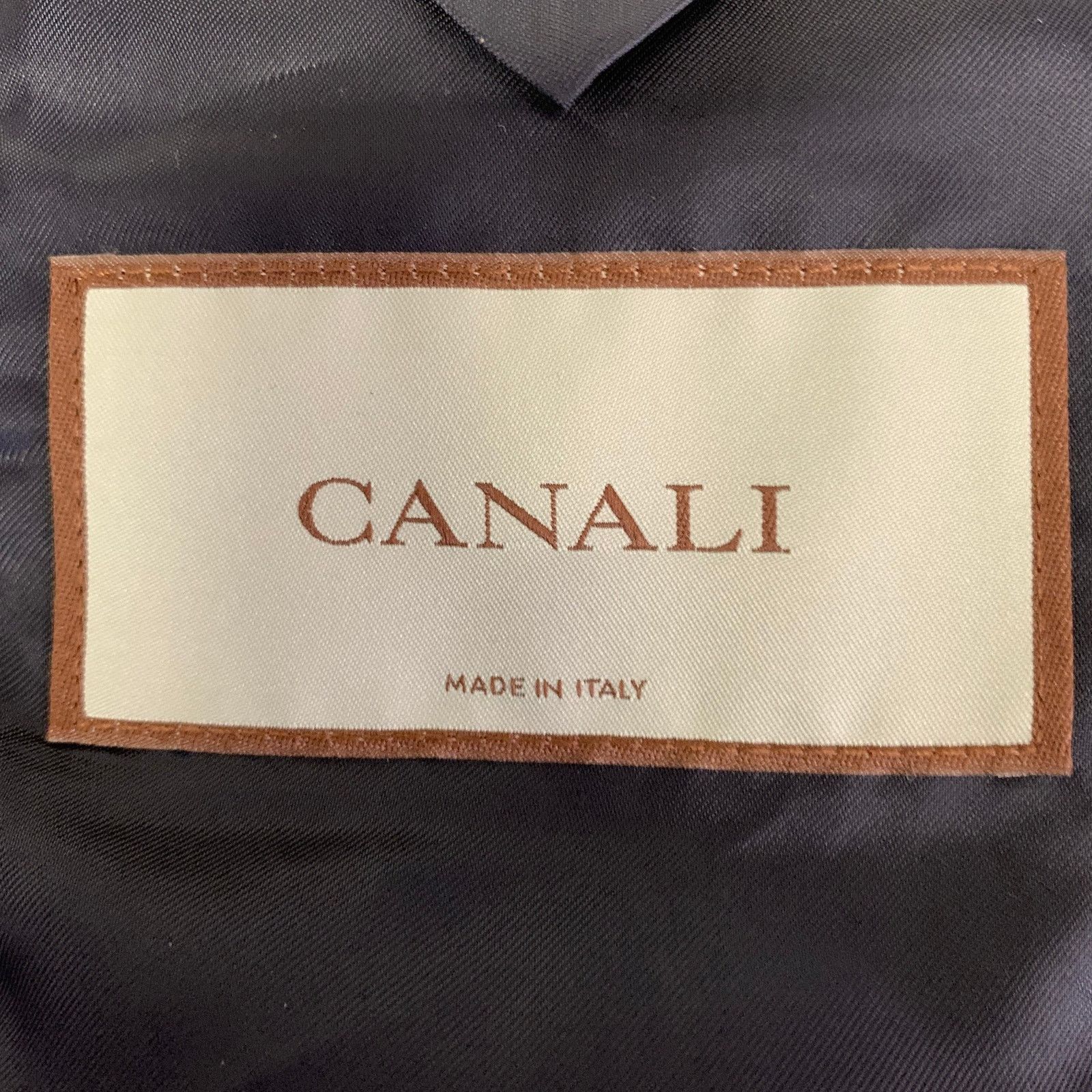 Canali CANALI Size 42 Navy Brown Plaid Wool Notch Lapel Sport Coat Size 42R - 6 Thumbnail