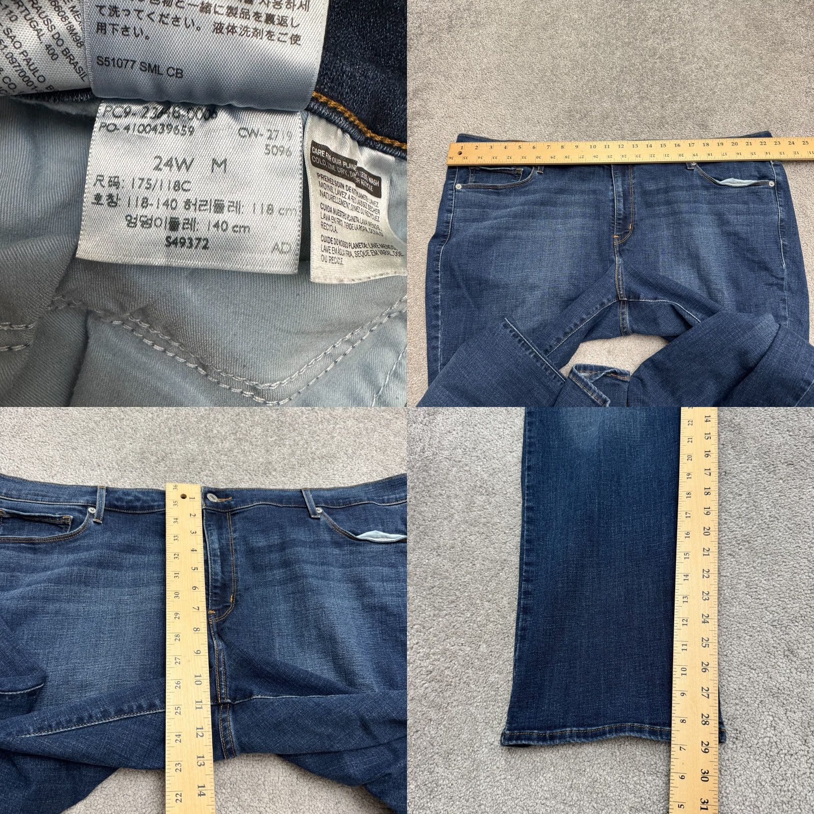 Levi's Levi's 414 Classic Straight Jeans Women 24W Blue Dark Wash Casual Size 42" / US 20 - 9 Thumbnail