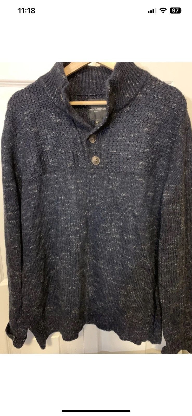 Paolo Mondo Paolo Mondo Mens Sz L Wool Blend sweater Blue Made In Italy Size US L / EU 52-54 / 3 - 4 Thumbnail