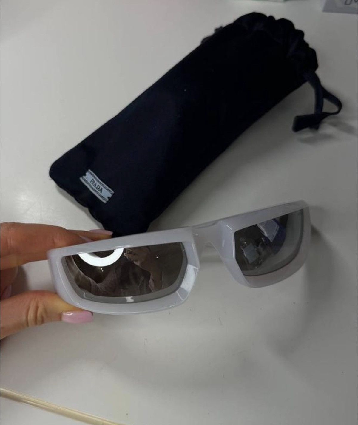 Prada PRADA Raf Simons Chrome Lenses Wrap Logo Sunglasses SPR29Y Size ONE SIZE - 7 Thumbnail