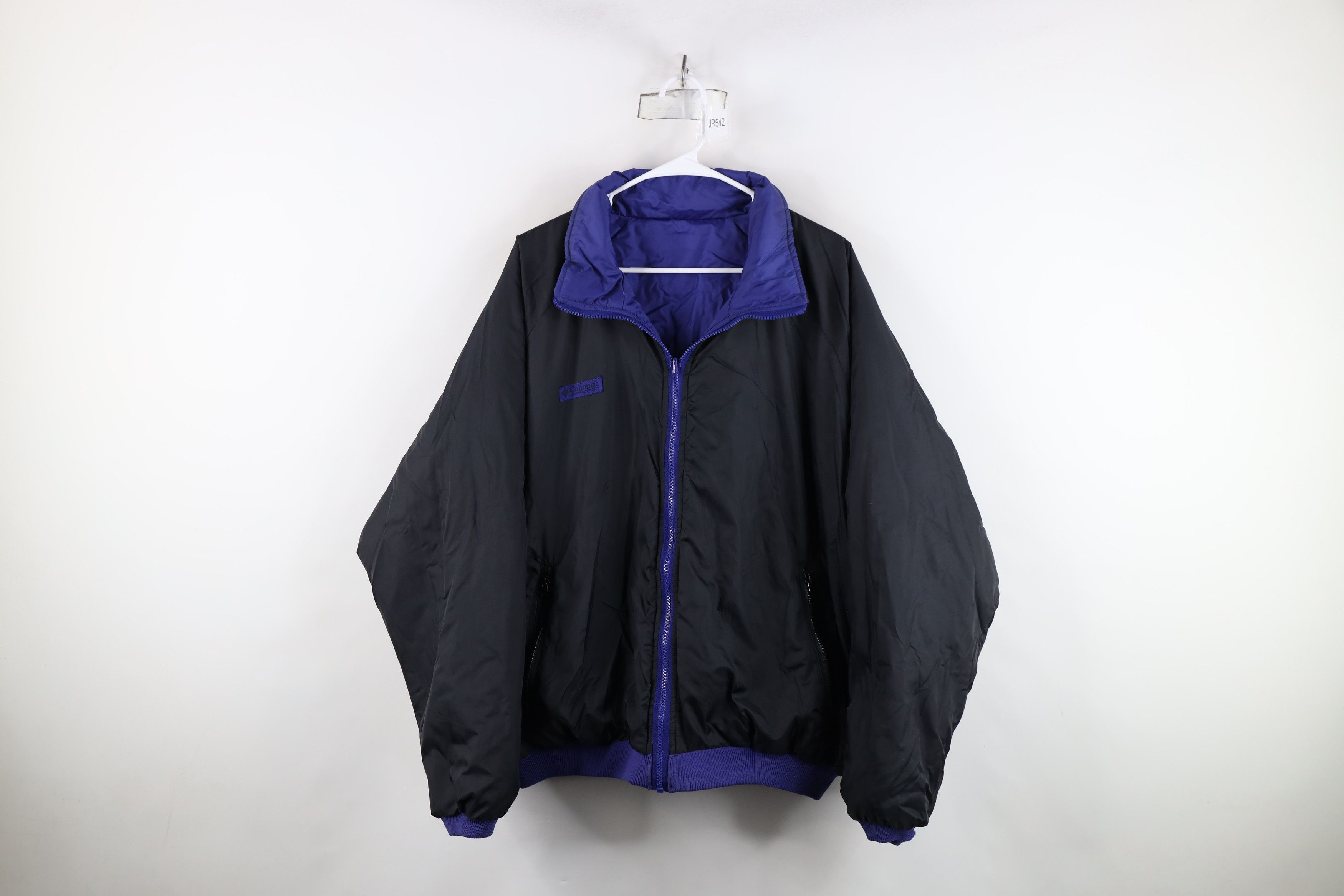 Vintage 90s Columbia Reversible Full Zip Puffer Jacket Coat