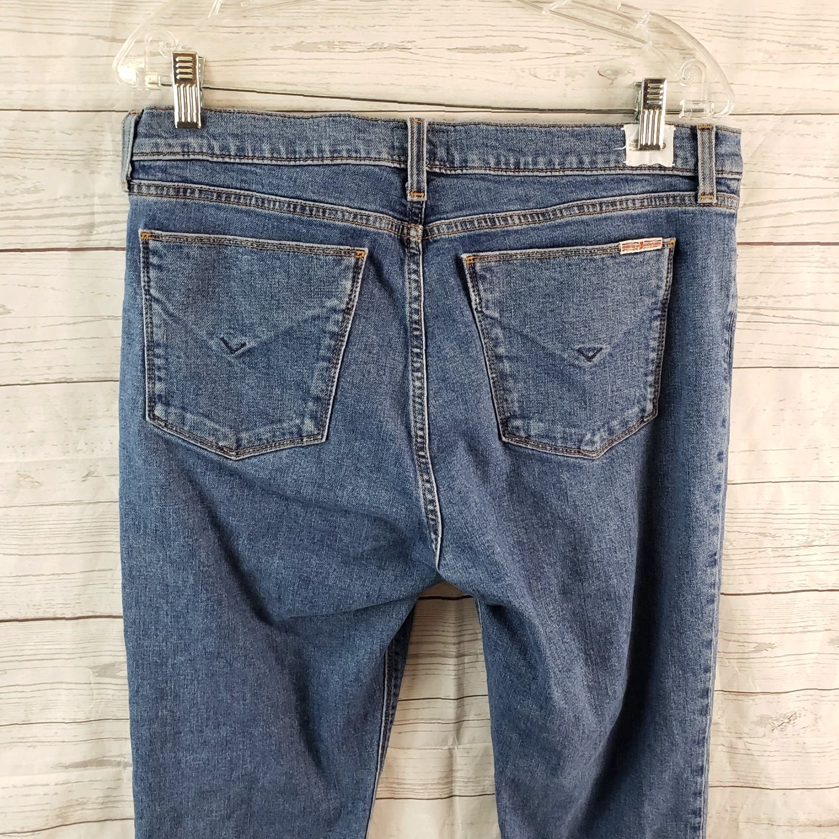 Hudson Hudson Womens Luxe Crop Riley Jeans Sz 29 Blue Mid Rise Relaxed Straight Size 29" - 4 Thumbnail