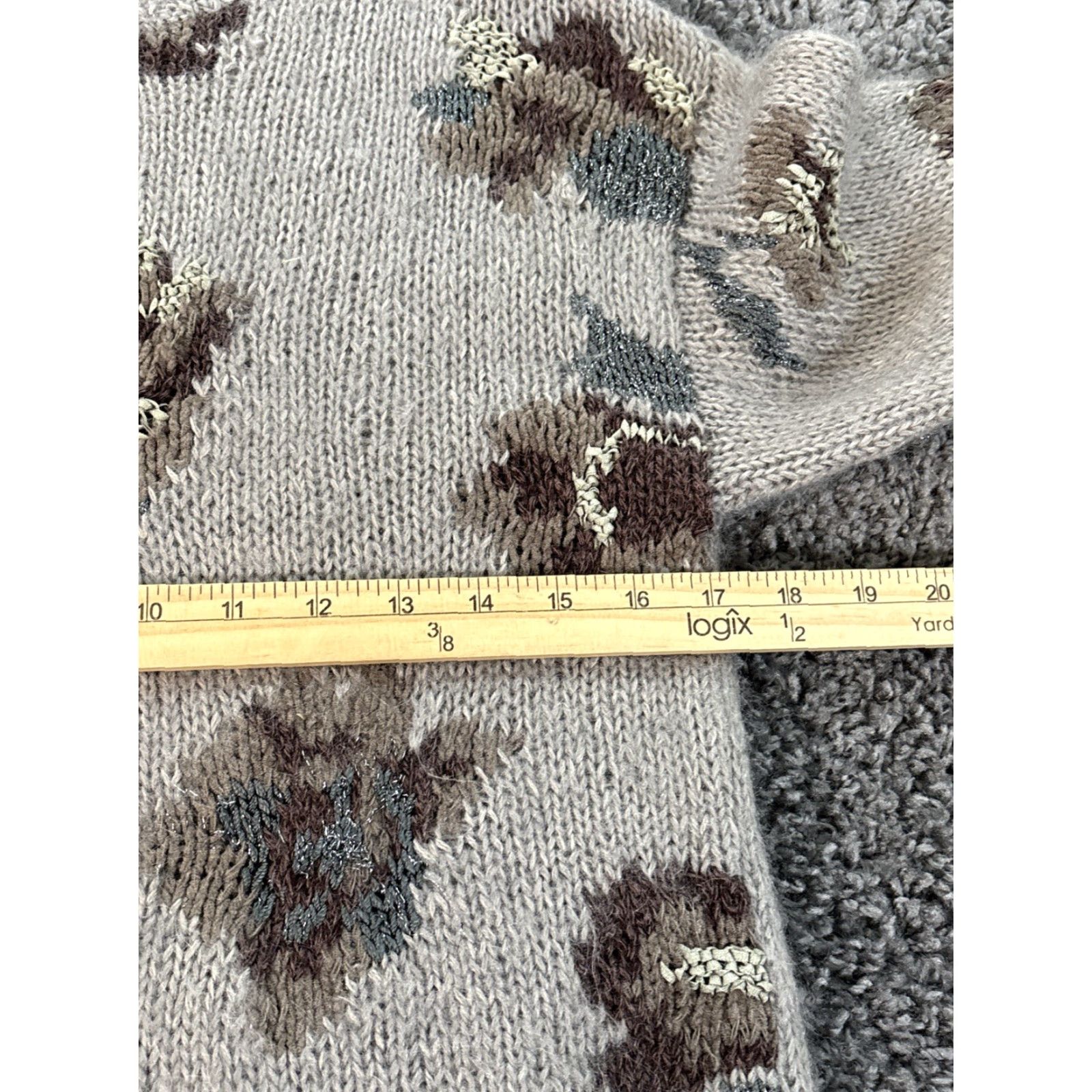 Express VINTAGE Express Sweater Womens M Brown Mohair Knit Floral 90s Pullover Crew Neck Chunky Size M / US 6-8 / IT 42-44 - 3 Thumbnail