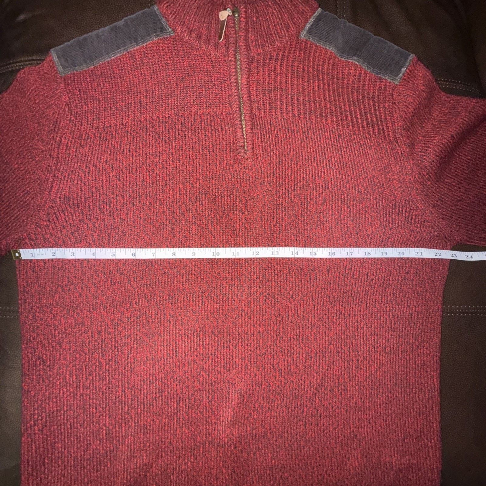 NEXT Next Men’s Birdseye Sweater Red W/Corduroy Trim Size XL Size US XL / EU 56 / 4 - 7 Thumbnail